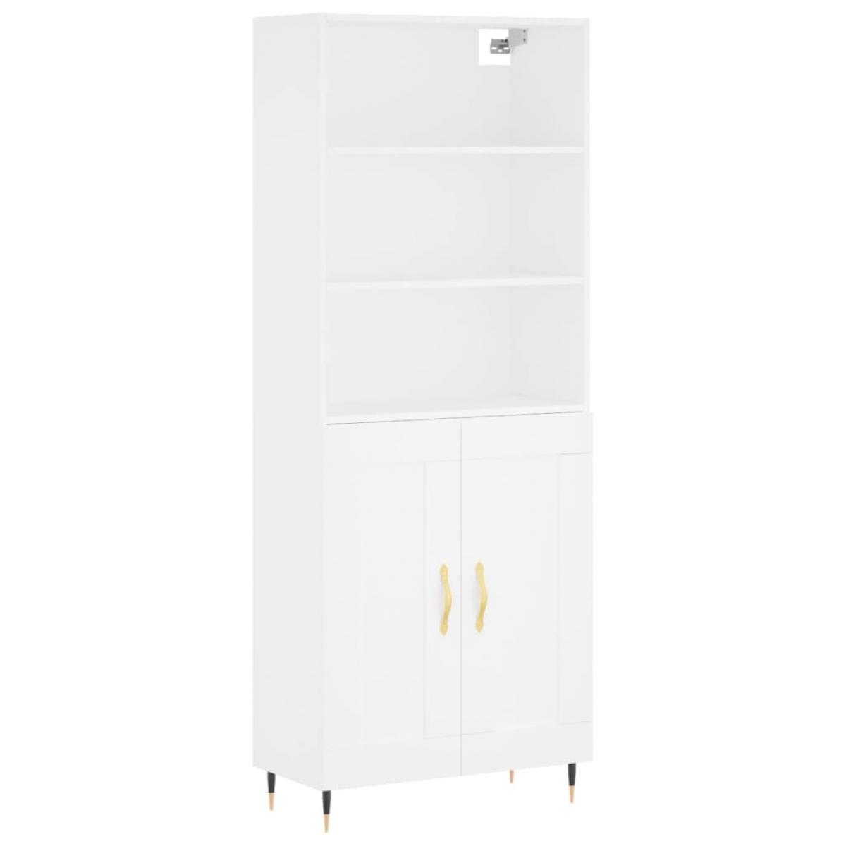 Aparador alto madera contrachapada blanco 69,5x34x180 cm
