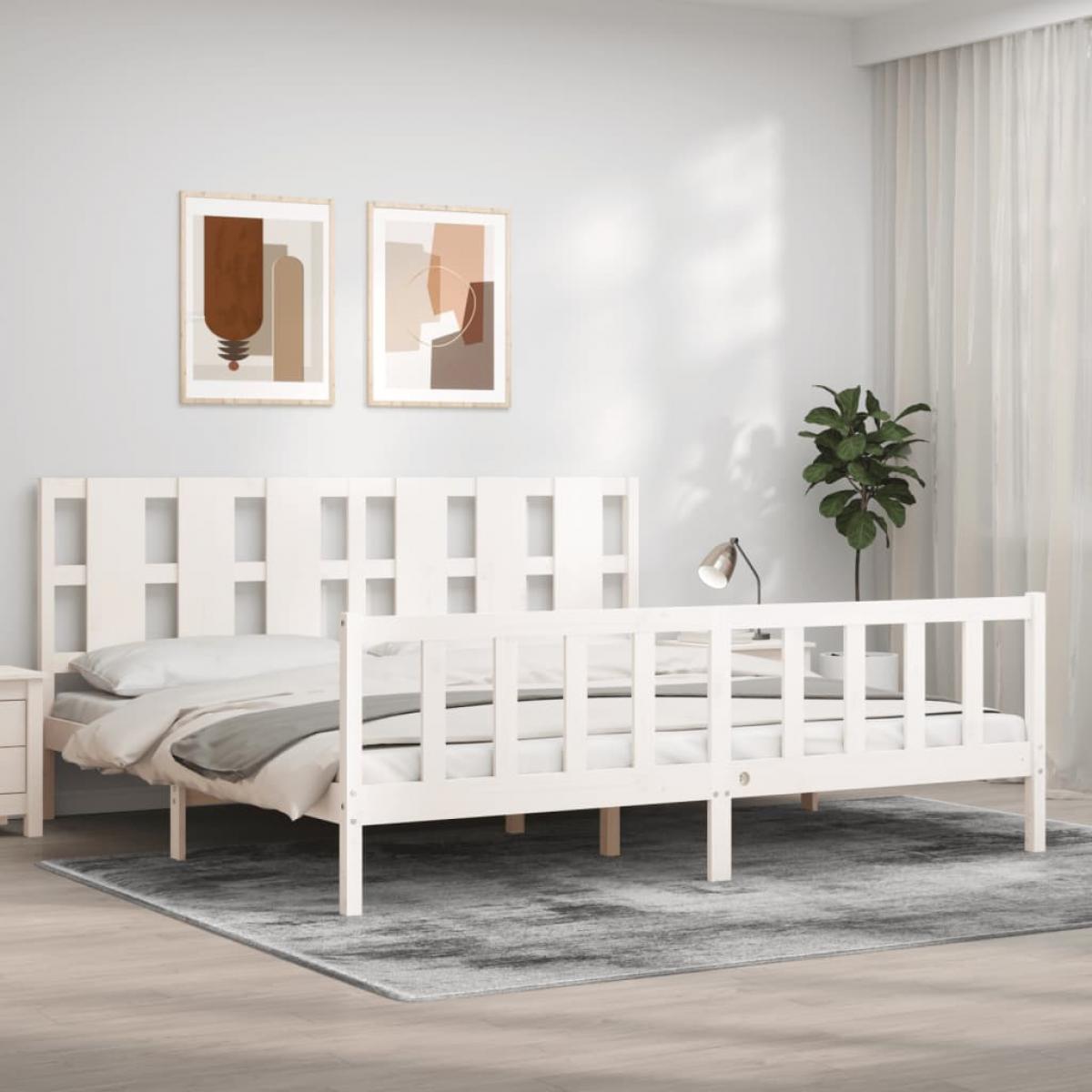 Estructura de cama sin colchón madera maciza blanca 200x200 cm