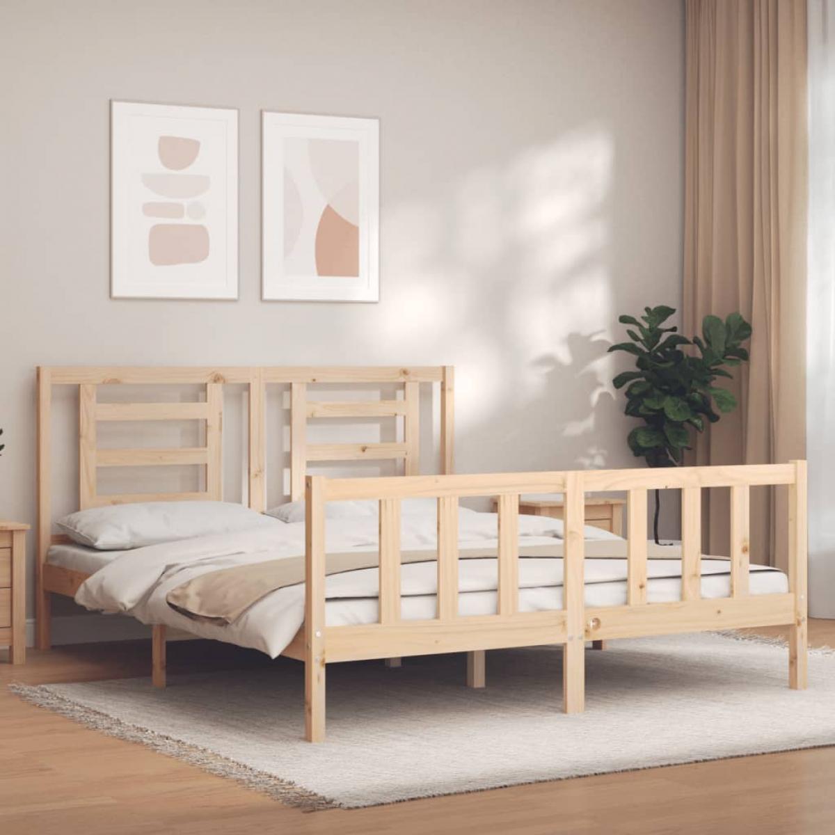 Estructura de cama sin colchón madera maciza de pino 160x200 cm