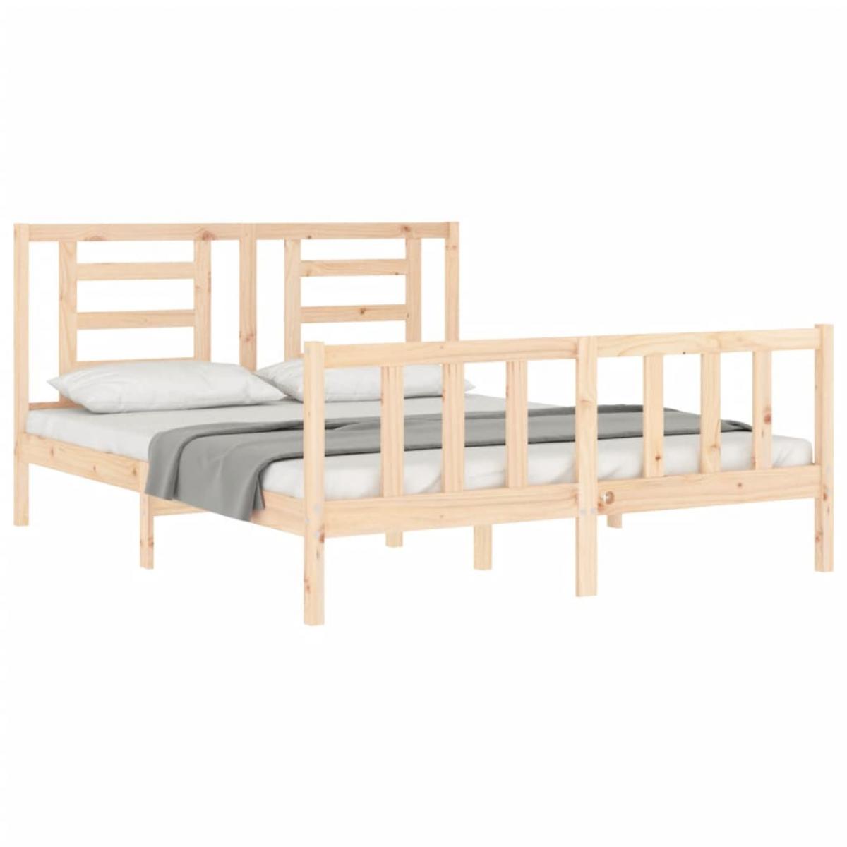 Estructura de cama sin colchón madera maciza de pino 160x200 cm