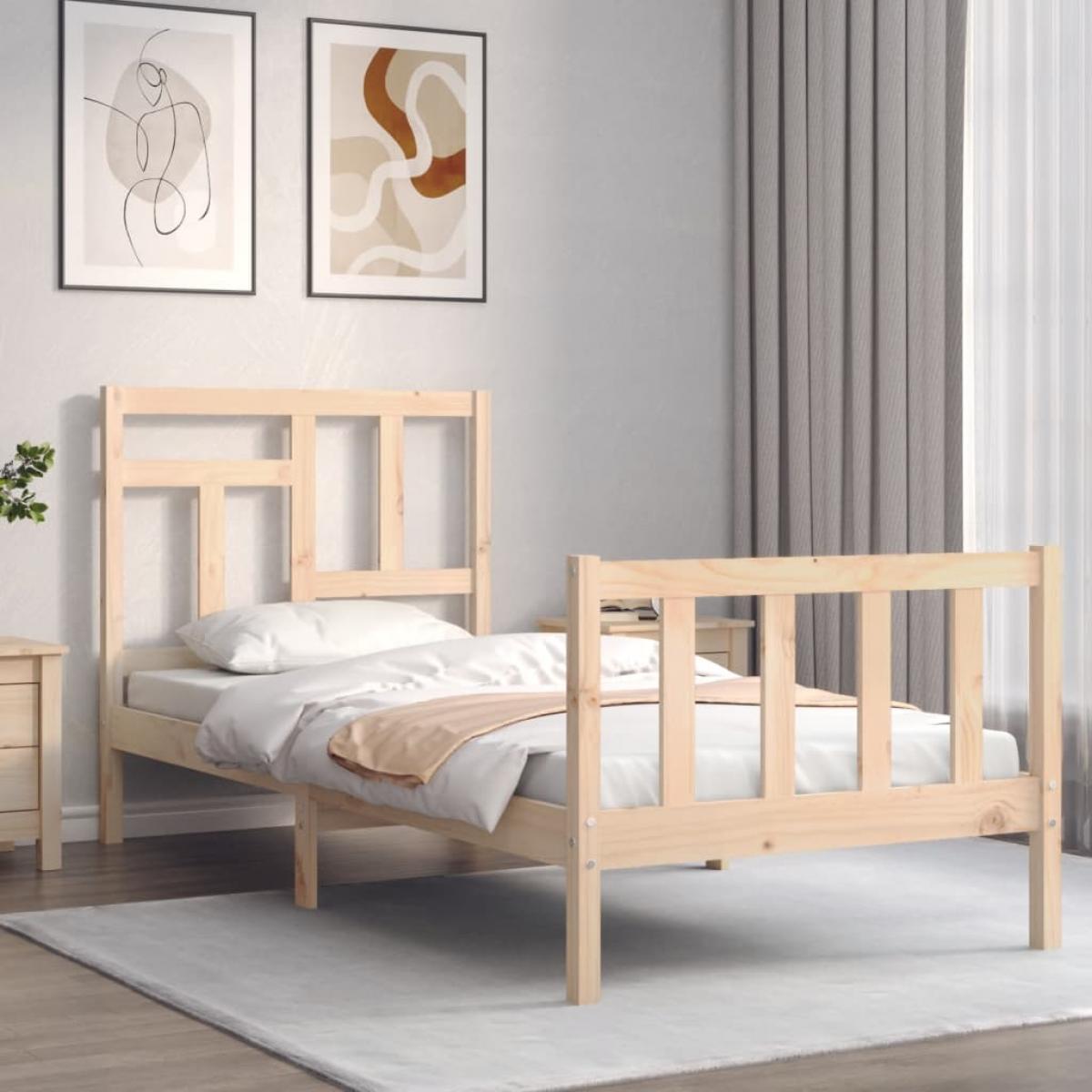 Estructura de cama con cabecero madera maciza