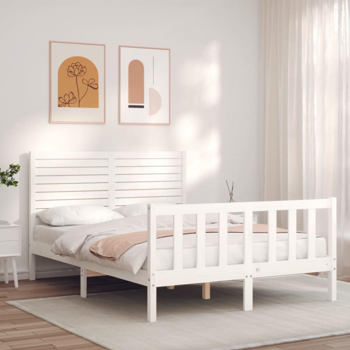 Estructura de cama sin colchón madera de pino blanca 120x200 cm
