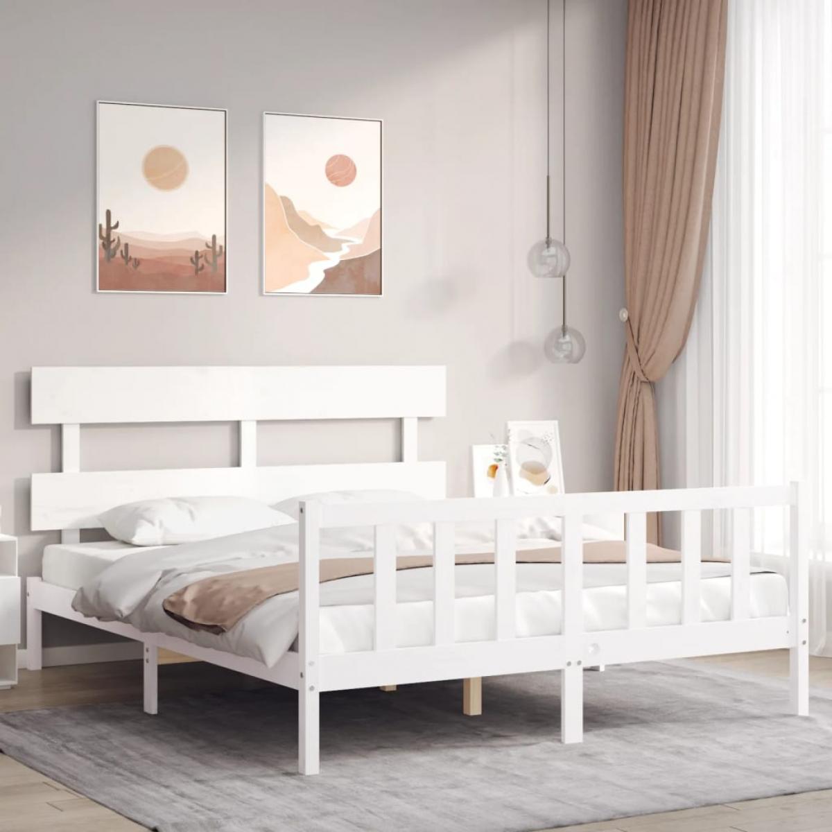 Estructura de cama sin colchón madera maciza de pino 160x200 cm