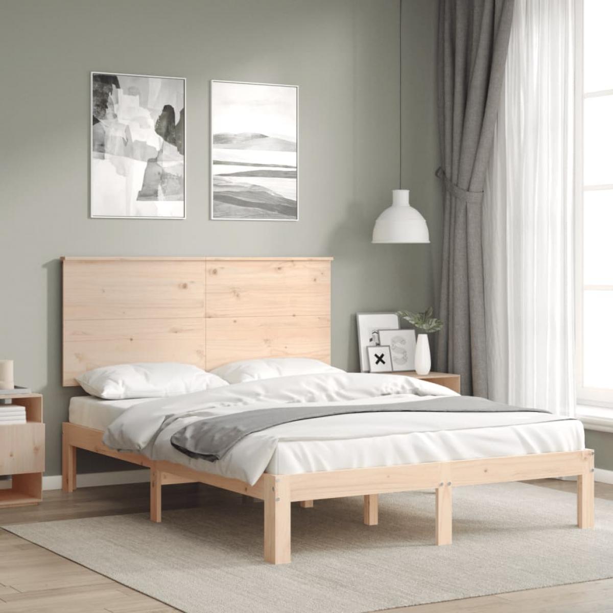 Estructura de cama sin colchón madera de pino maciza 120x200 cm