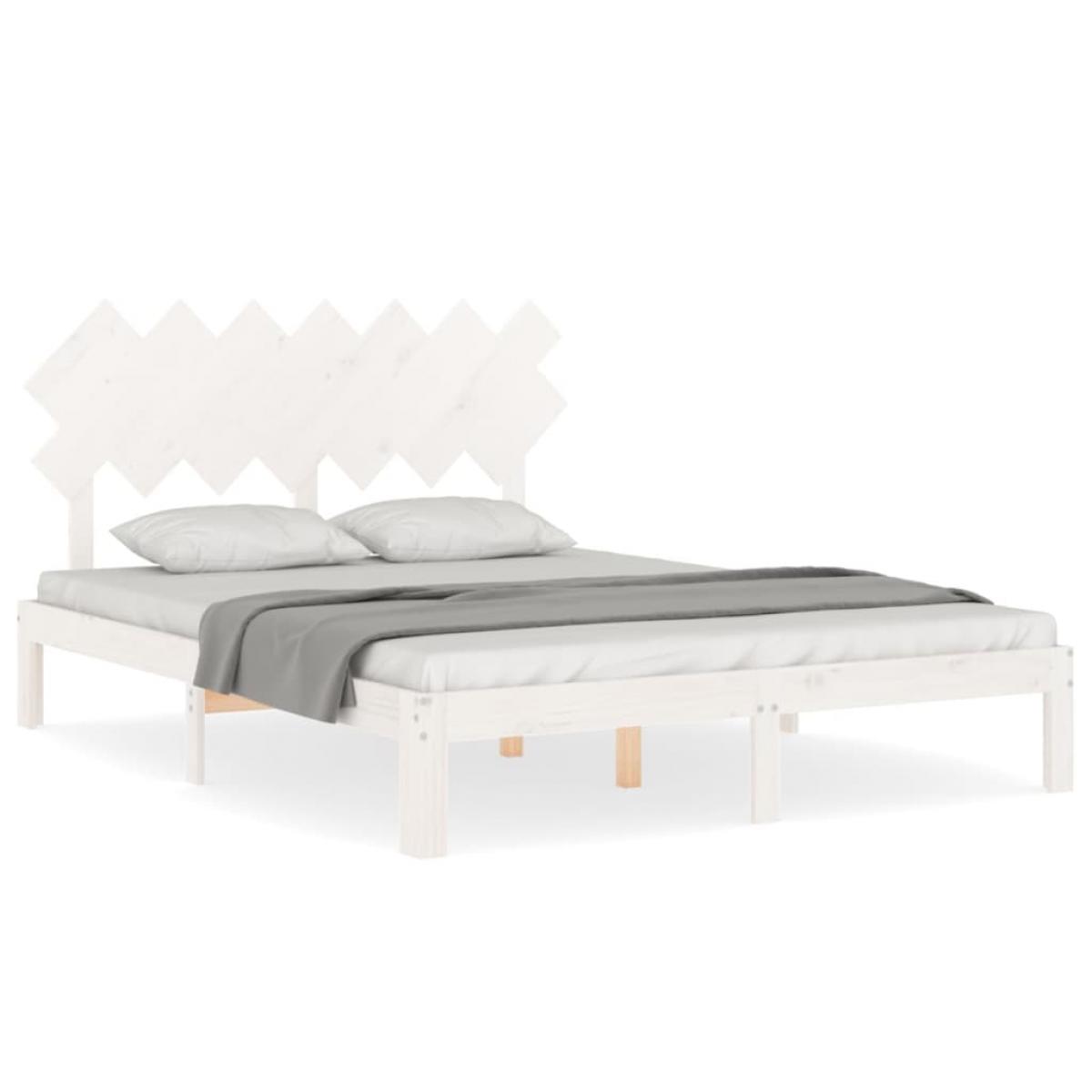 Estructura de cama sin colchón madera de pino blanca 140x190 cm
