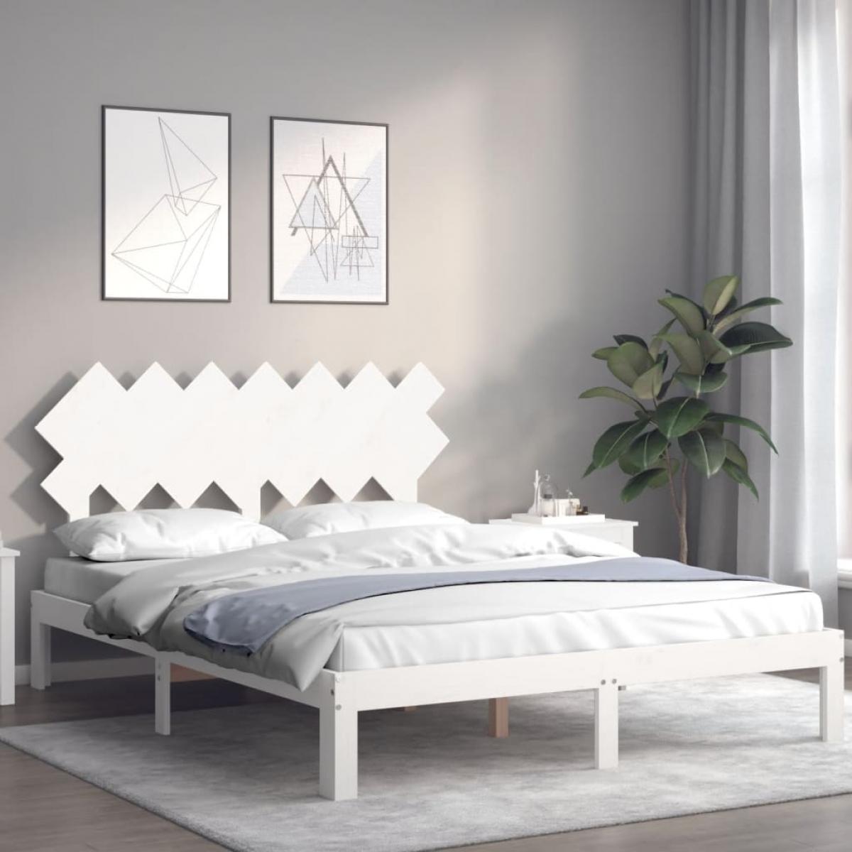 Estructura de cama sin colchón madera de pino blanca 140x190 cm
