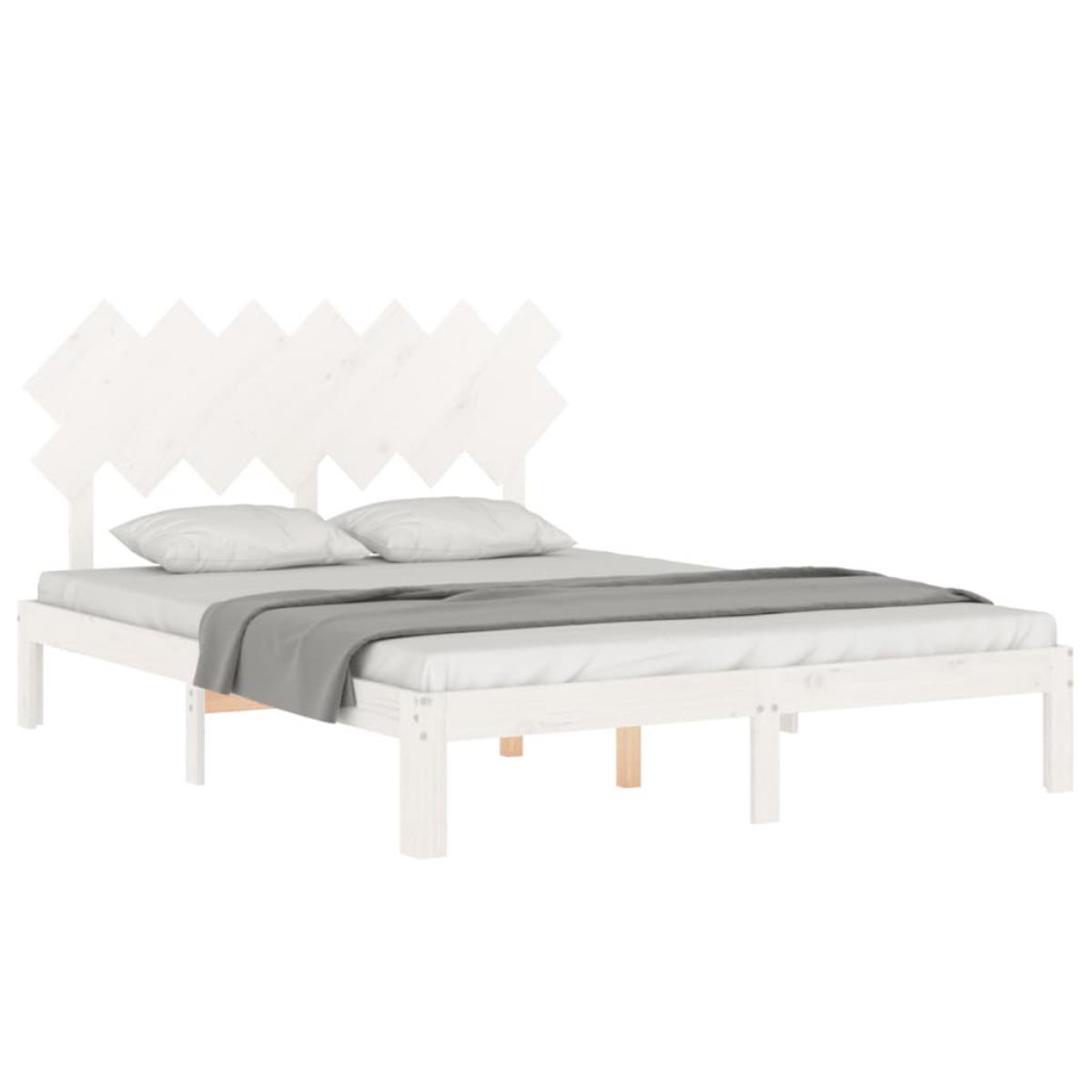 Estructura de cama sin colchón madera de pino blanca 140x190 cm