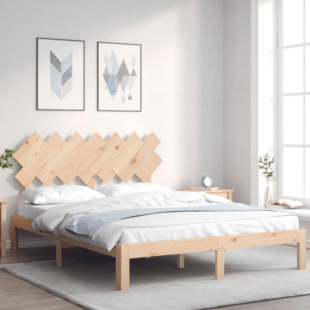 Estructura de cama sin colchón madera de pino blanca 140x200 cm