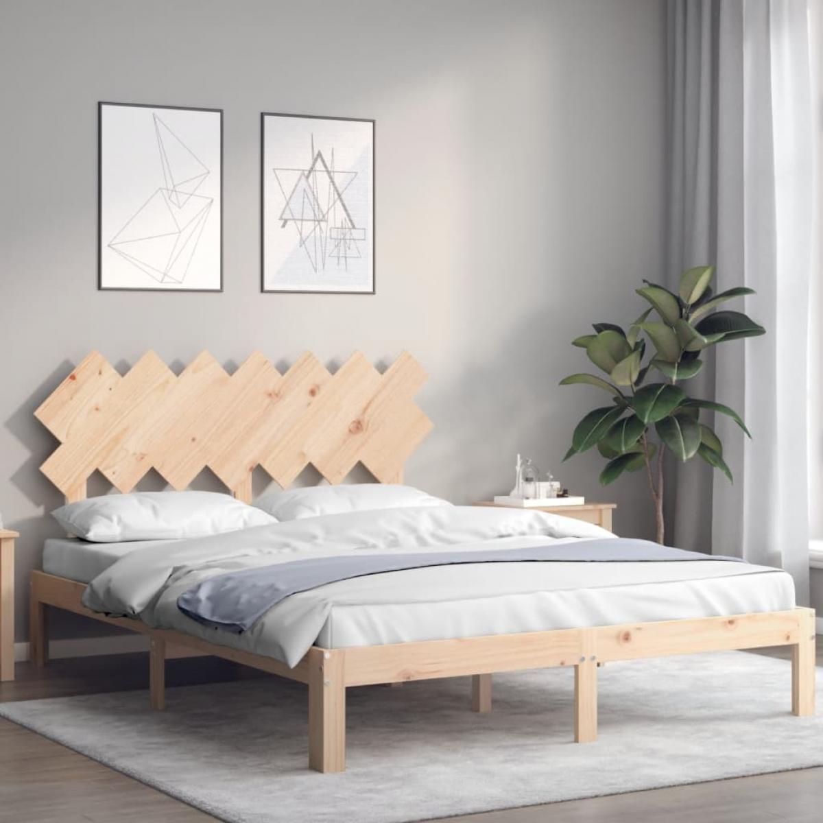 Estructura de cama sin colchón madera de pino blanca 140x200 cm