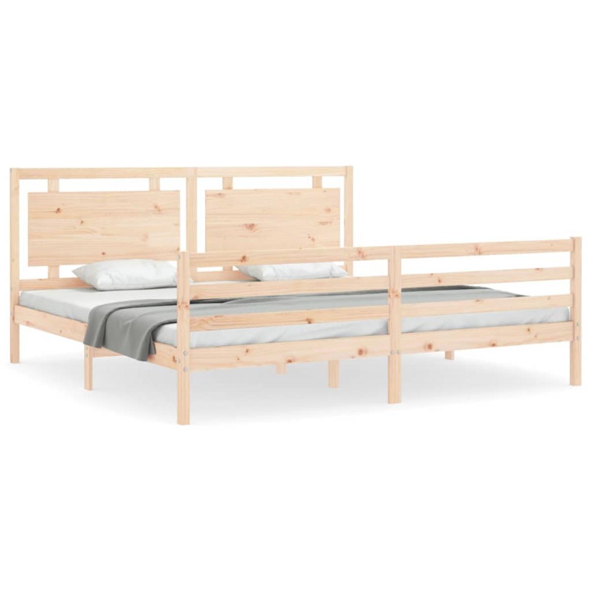 Estructura de cama de matrimonio con cabecero madera maciza