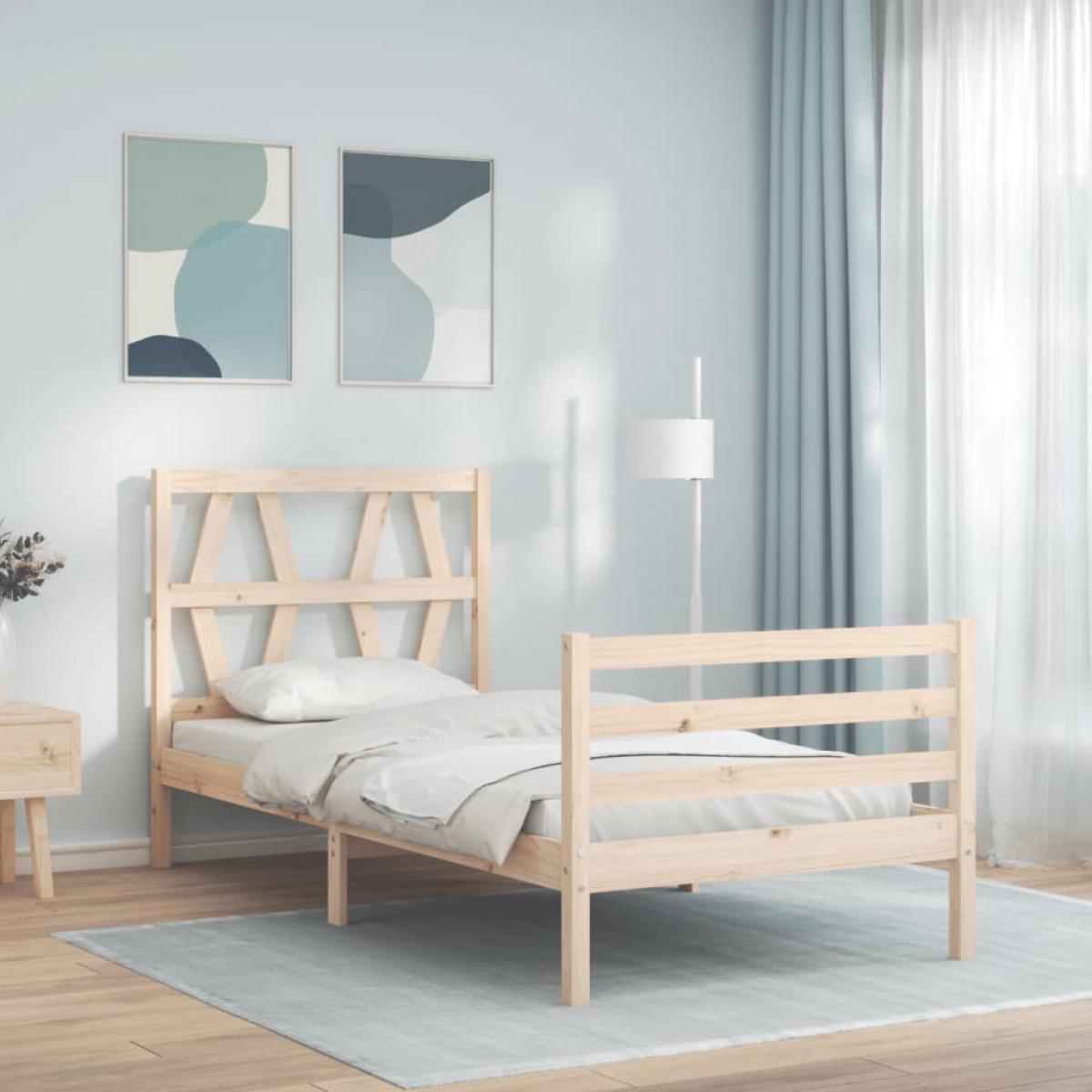Estructura de cama con cabecero madera maciza