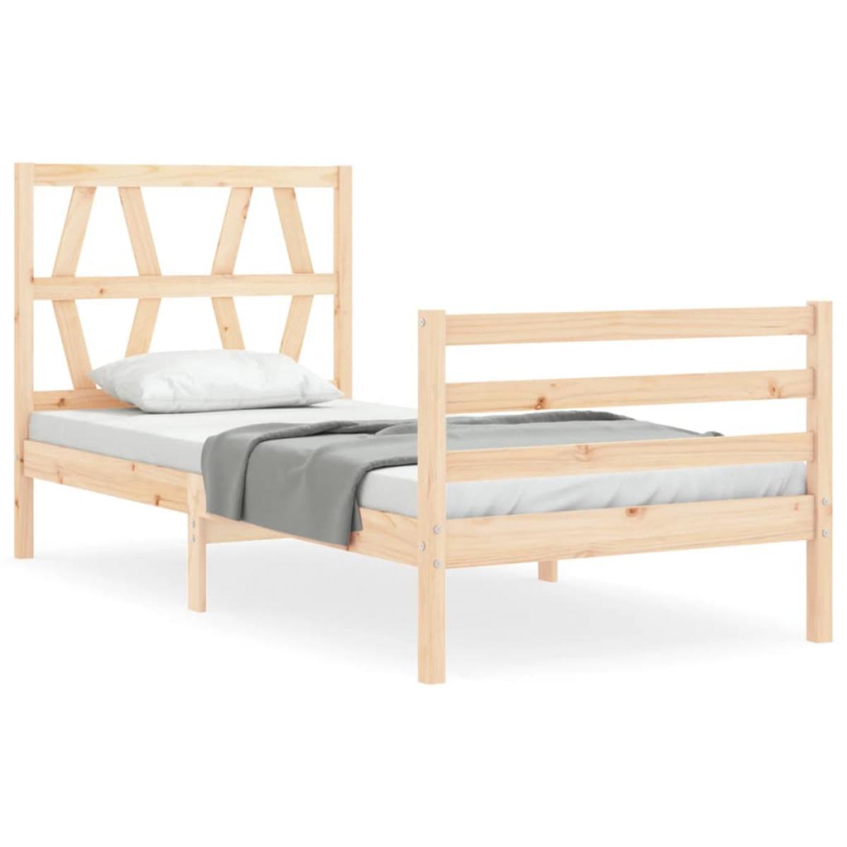 Estructura de cama con cabecero madera maciza