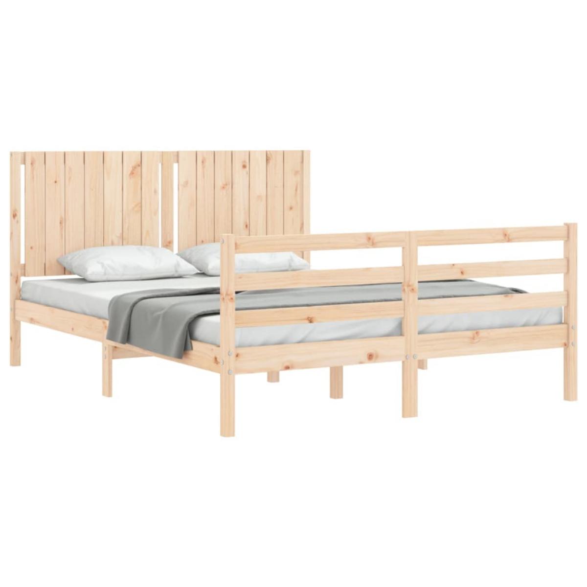 Estructura de cama con cabecero madera maciza 160x200 cm