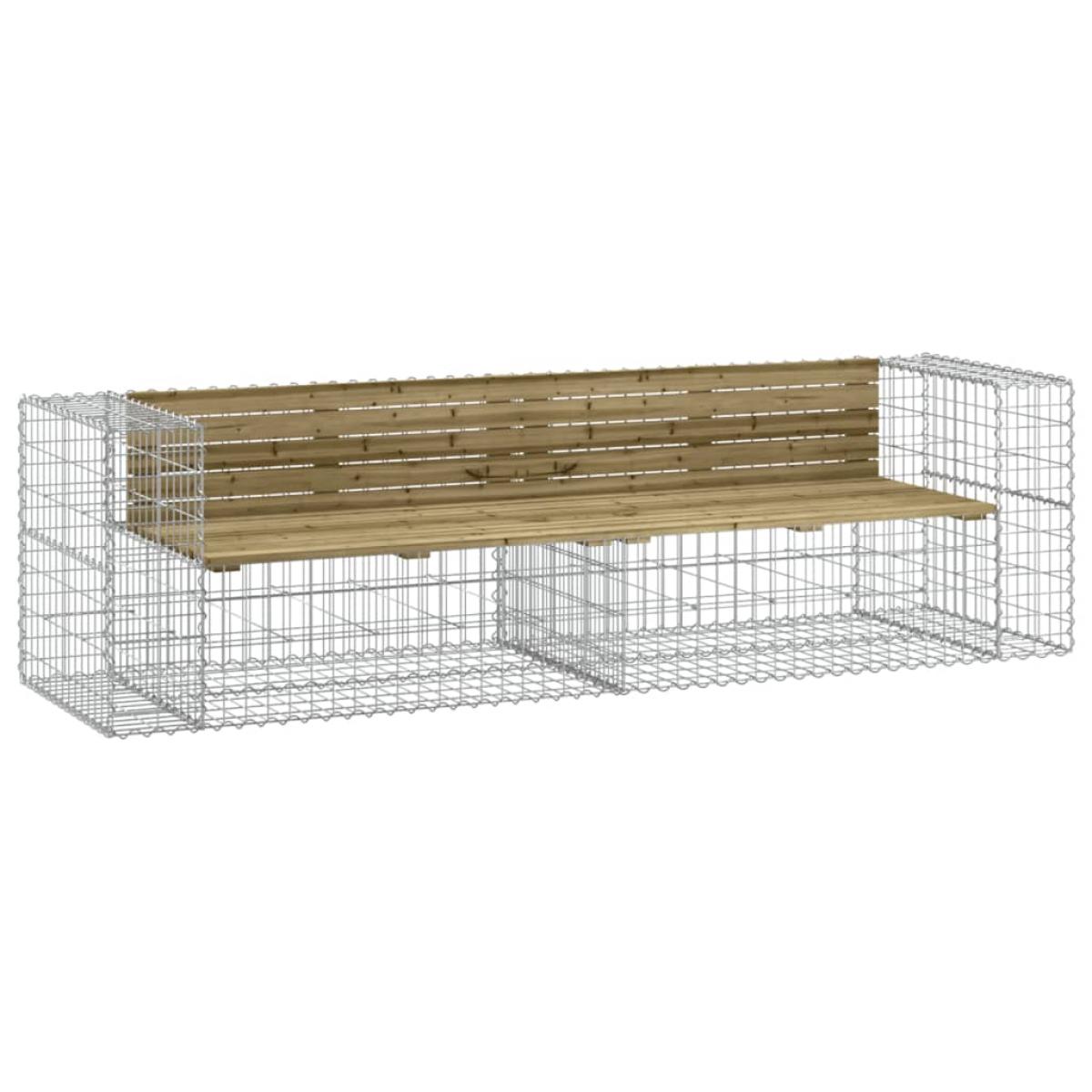 Banco jardín con gaviones madera pino impregnada 244x71x65,5 cm