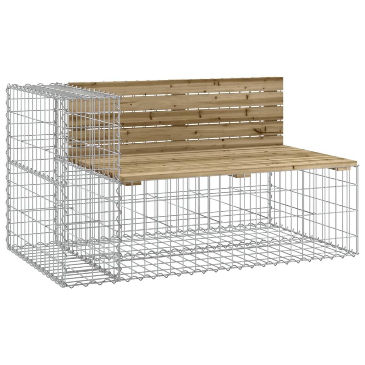 Banco jardín con gaviones madera pino impregnada 244x71x65,5 cm