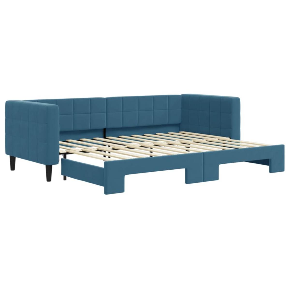 Sofá cama nido terciopelo azul 80x200 cm