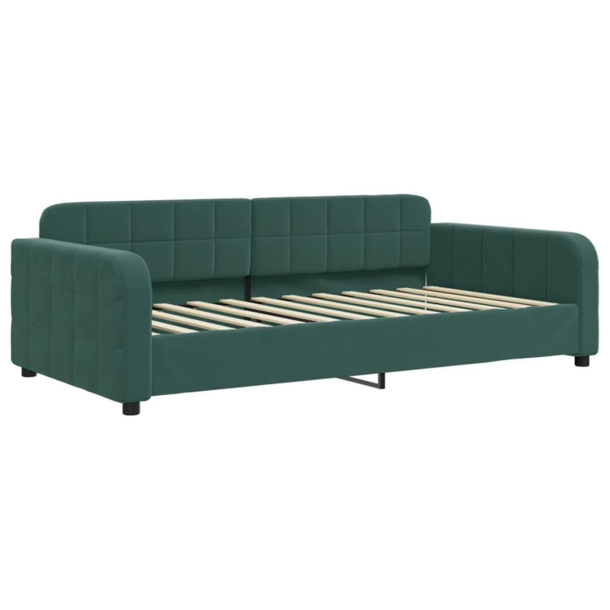 Sofá cama con colchón terciopelo verde oscuro 90x200 cm