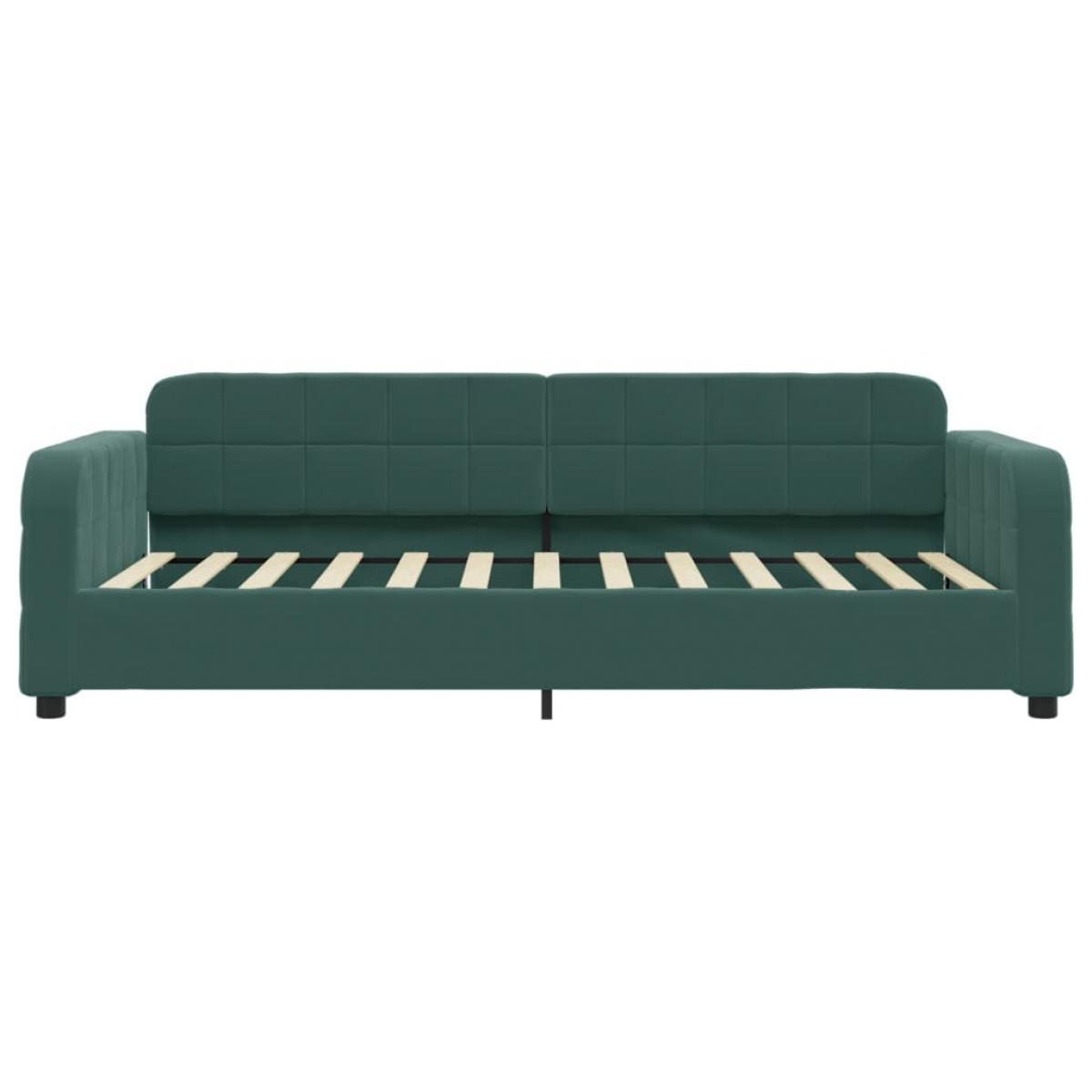 Sofá cama con colchón terciopelo verde oscuro 90x200 cm