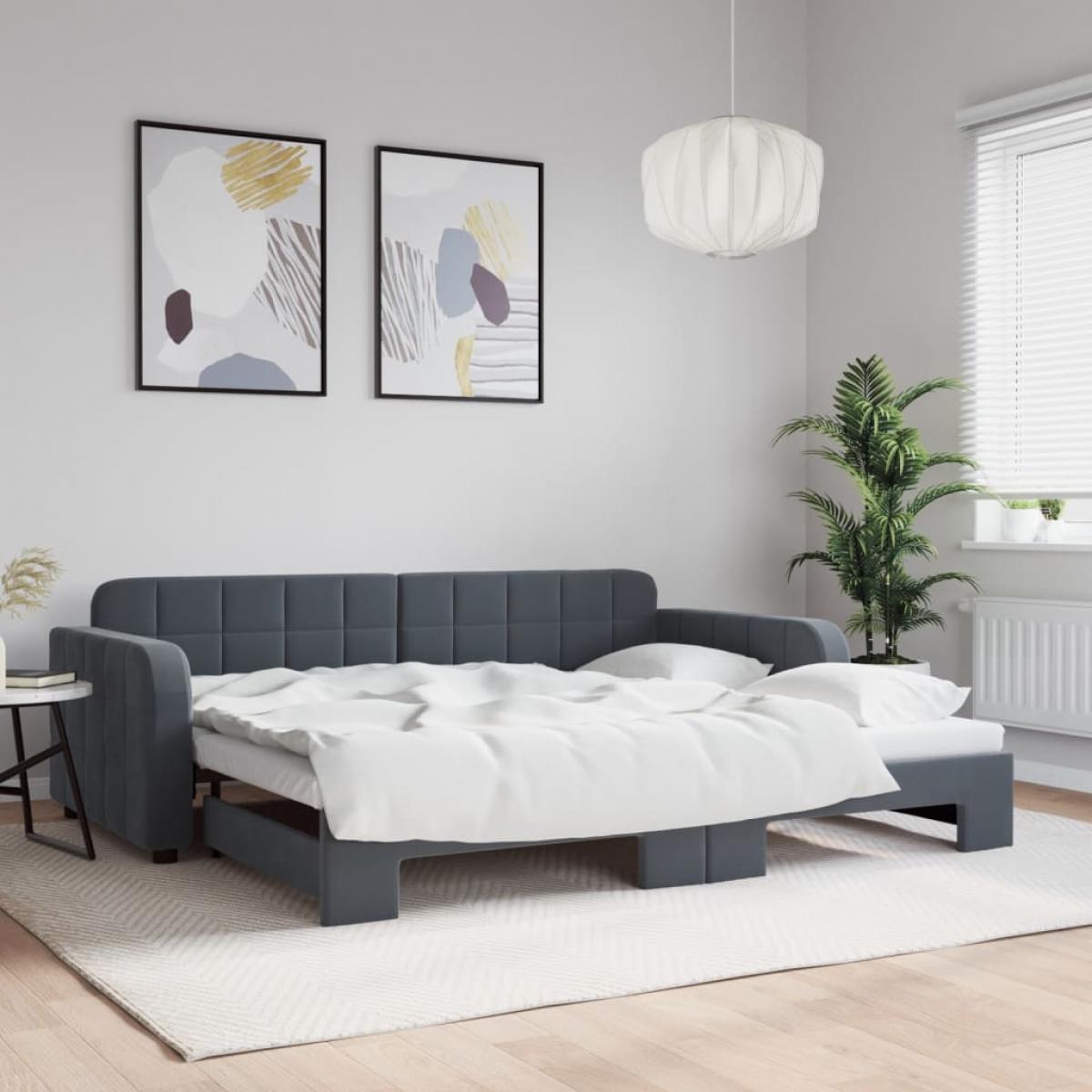 Sofá cama nido terciopelo gris oscuro 90x200 cm