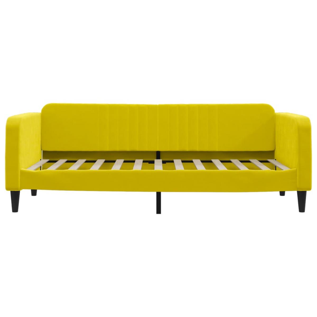 Sofá cama con colchón terciopelo amarillo 90x200 cm