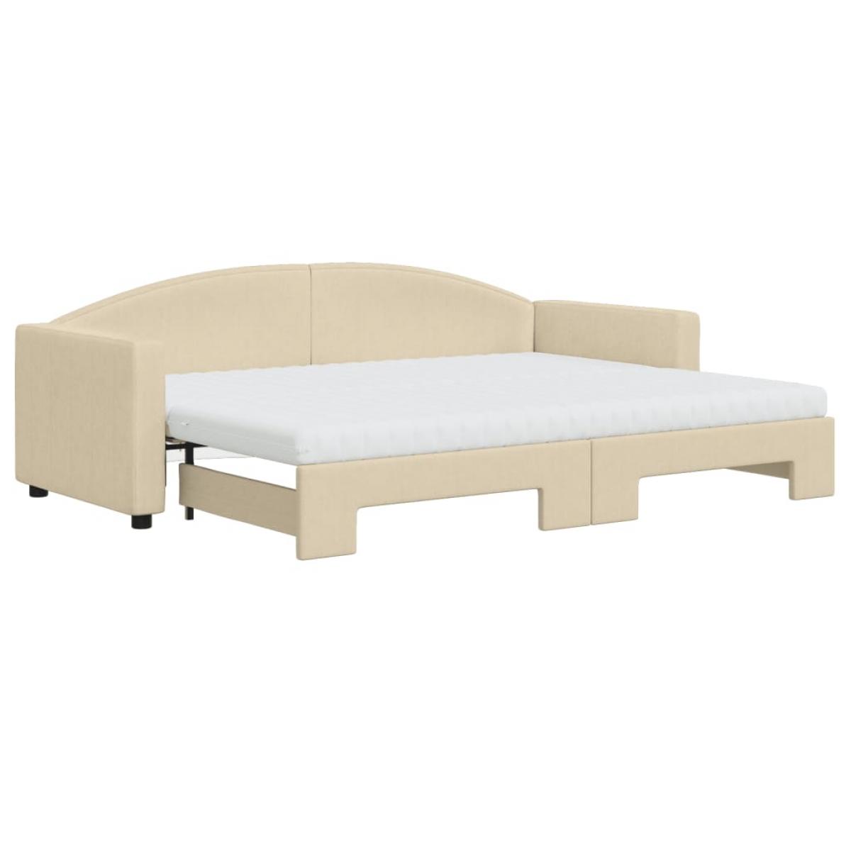 Sofá cama nido con colchón tela crema 80x200 cm