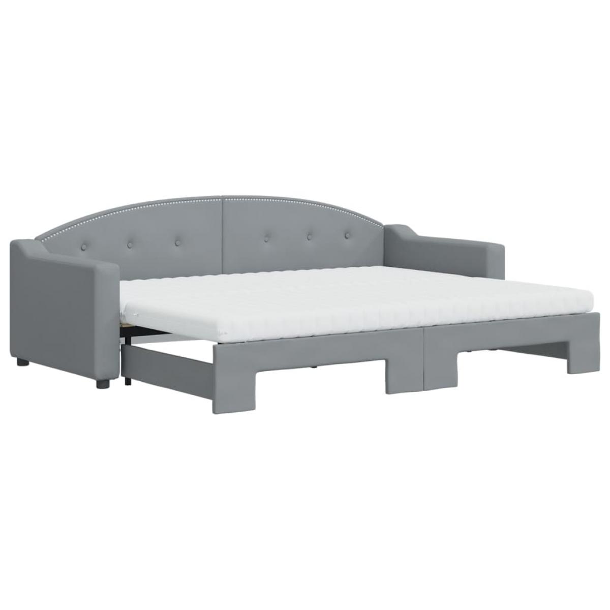 Sofá cama nido con colchón tela gris claro 80x200 cm