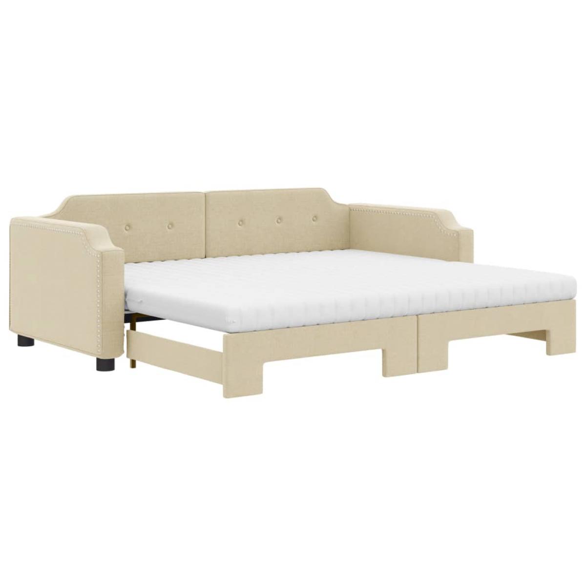 Sofá cama nido con colchón tela crema 80x200 cm