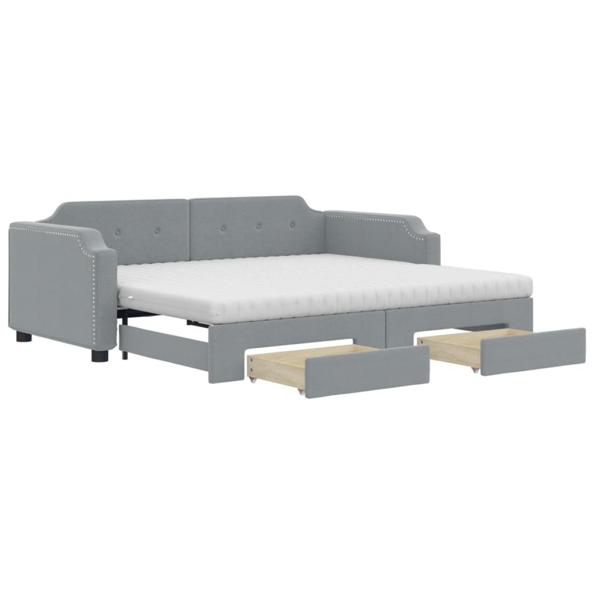 Sofá cama nido con cajones tela gris claro 100x200 cm