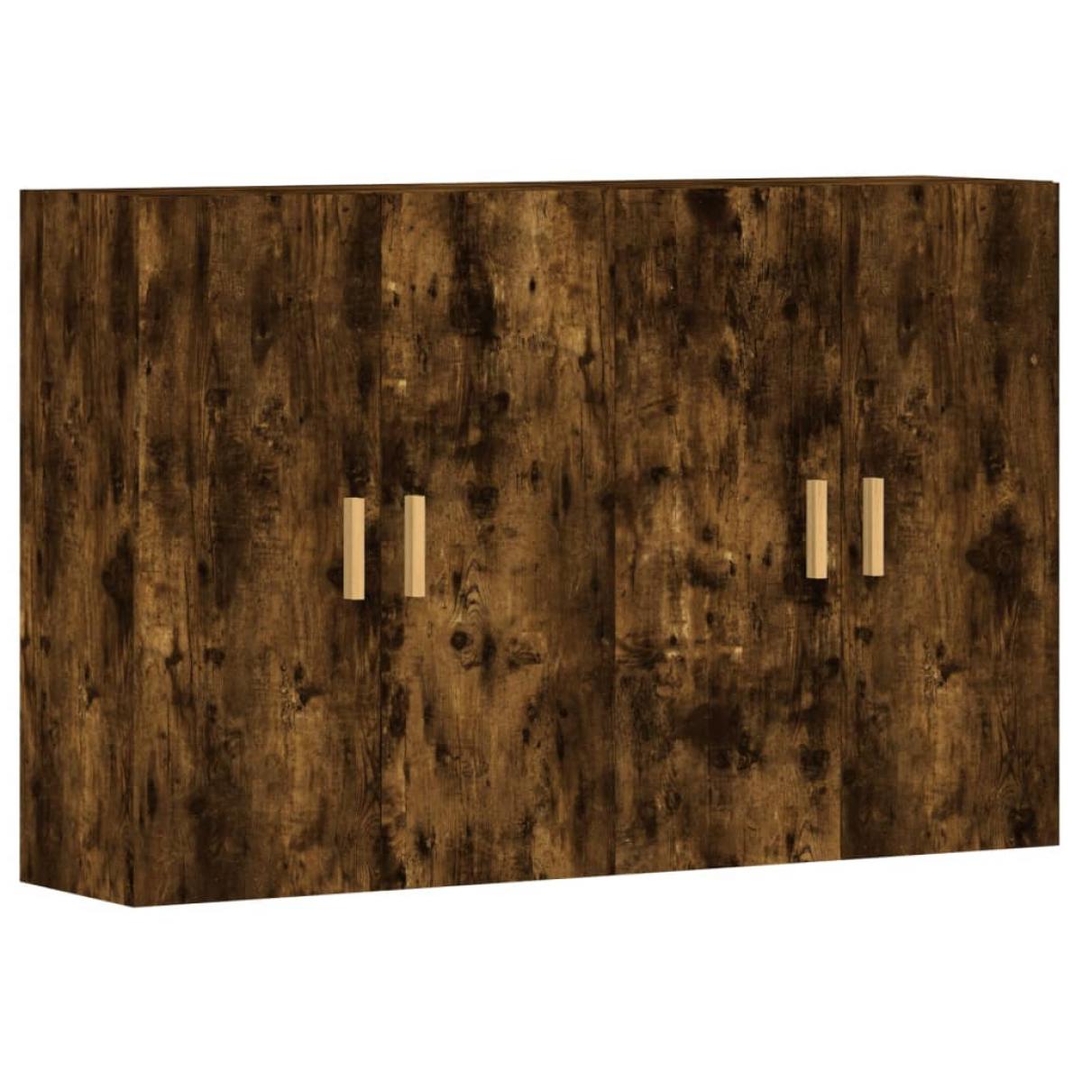 Armarios de pared 2 uds madera de ingeniería roble ahumado