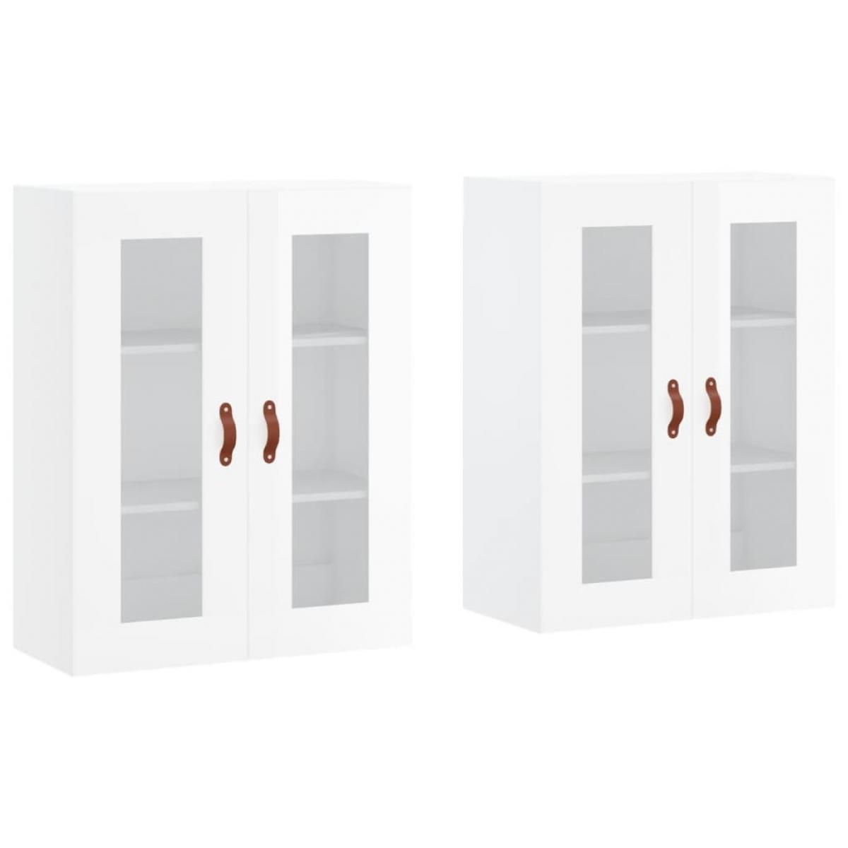 Armarios de pared 2 uds madera de ingeniería blanco brillante