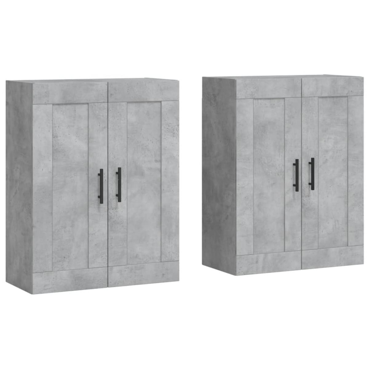 Armarios de pared 2 uds madera de ingeniería gris hormigón