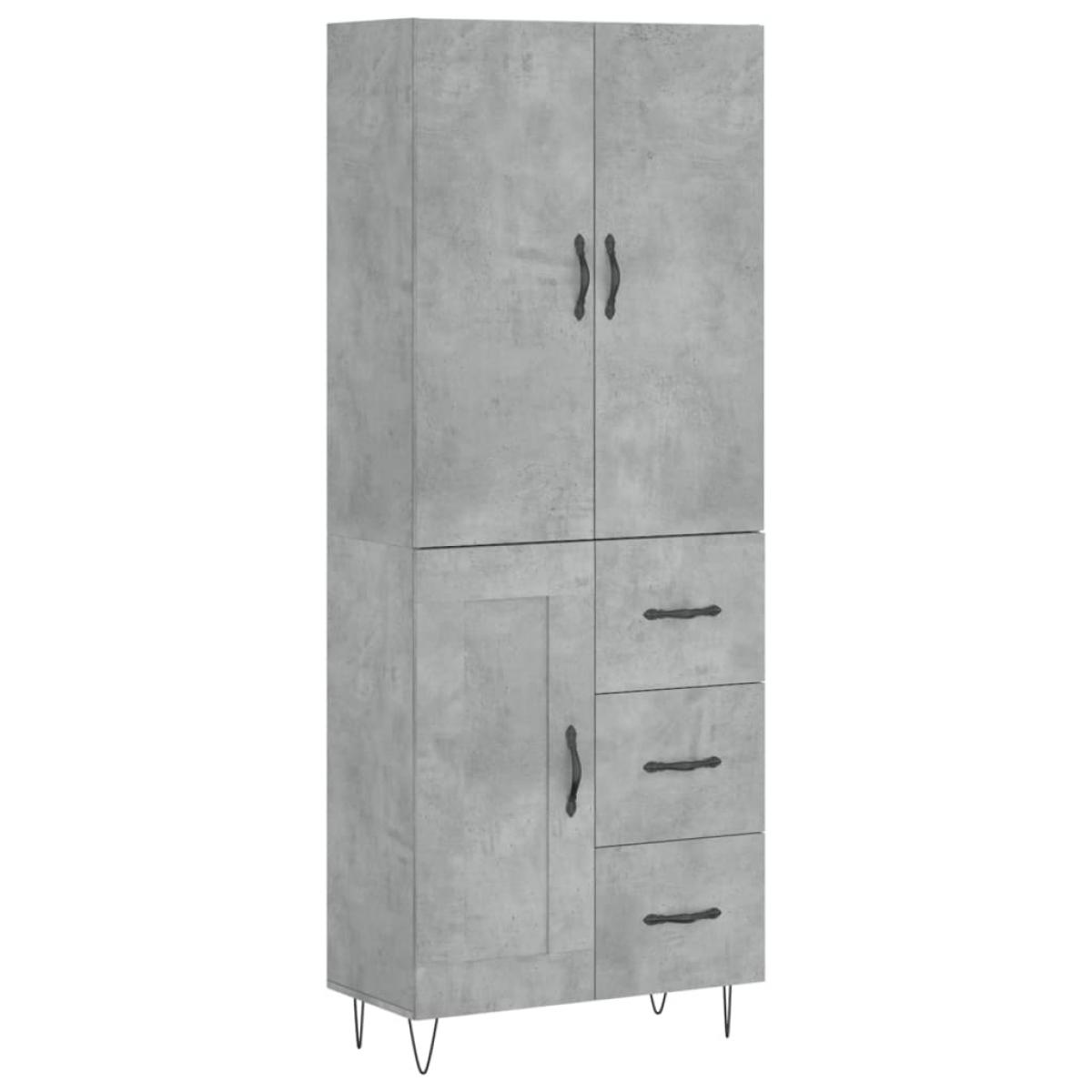 Aparador alto madera contrachapada gris hormigón 69,5x34x180 cm