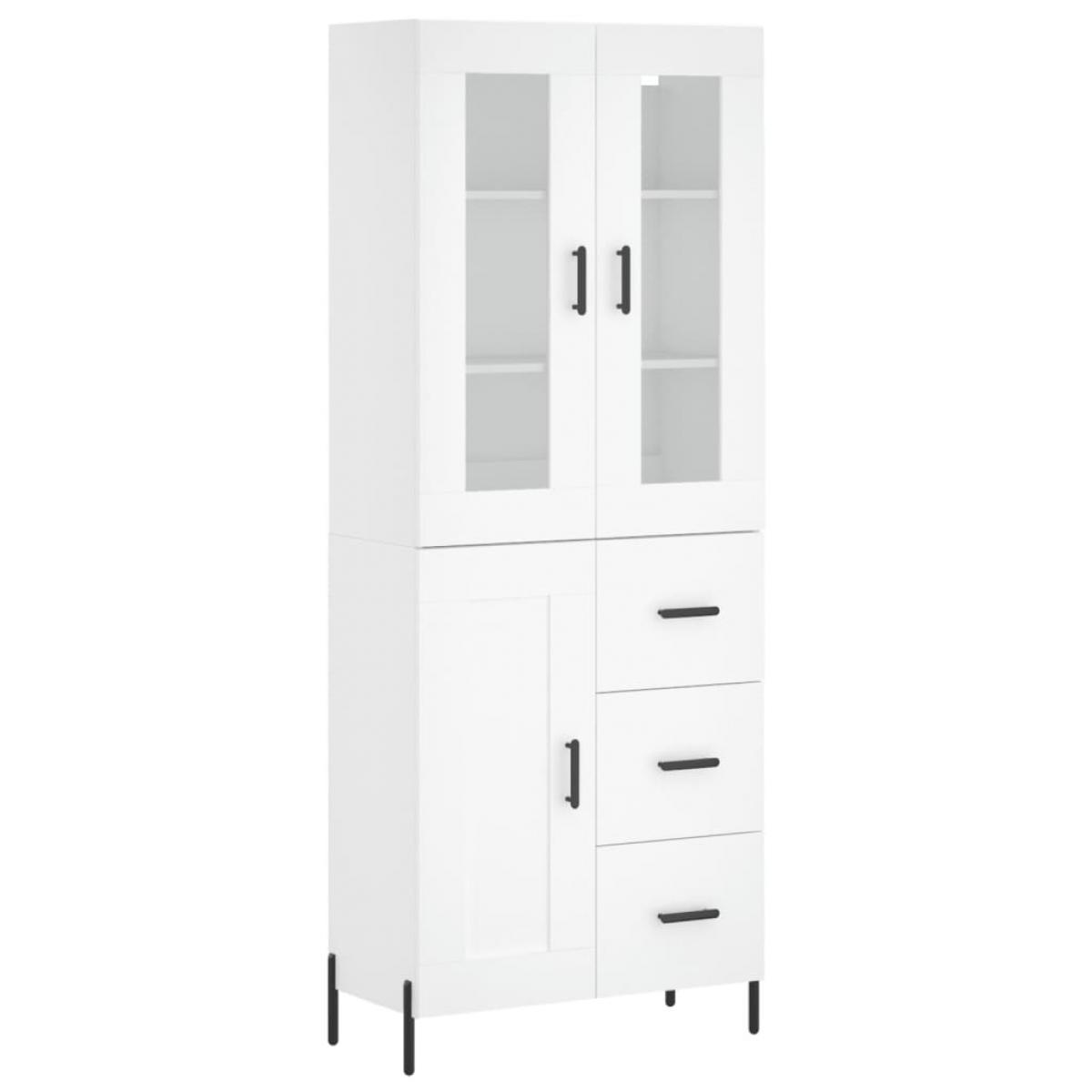 Aparador alto madera contrachapada blanco 69,5x34x180 cm