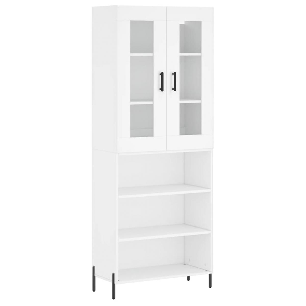 Aparador alto madera contrachapada blanco 69,5x34x180 cm