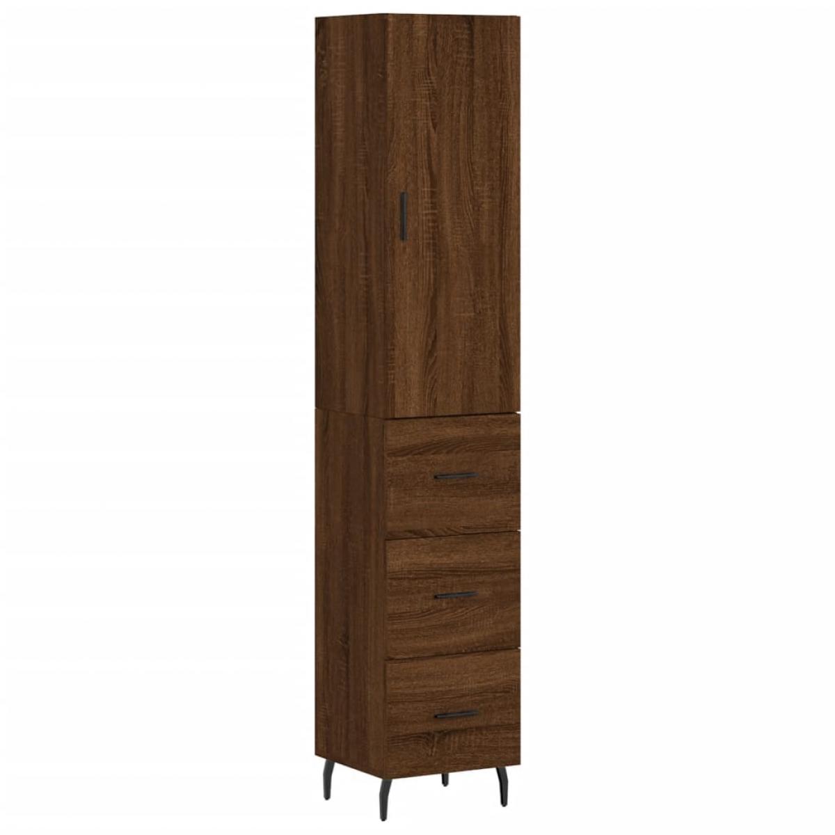 Aparador alto madera contrachapada roble marrón 34,5x34x180 cm