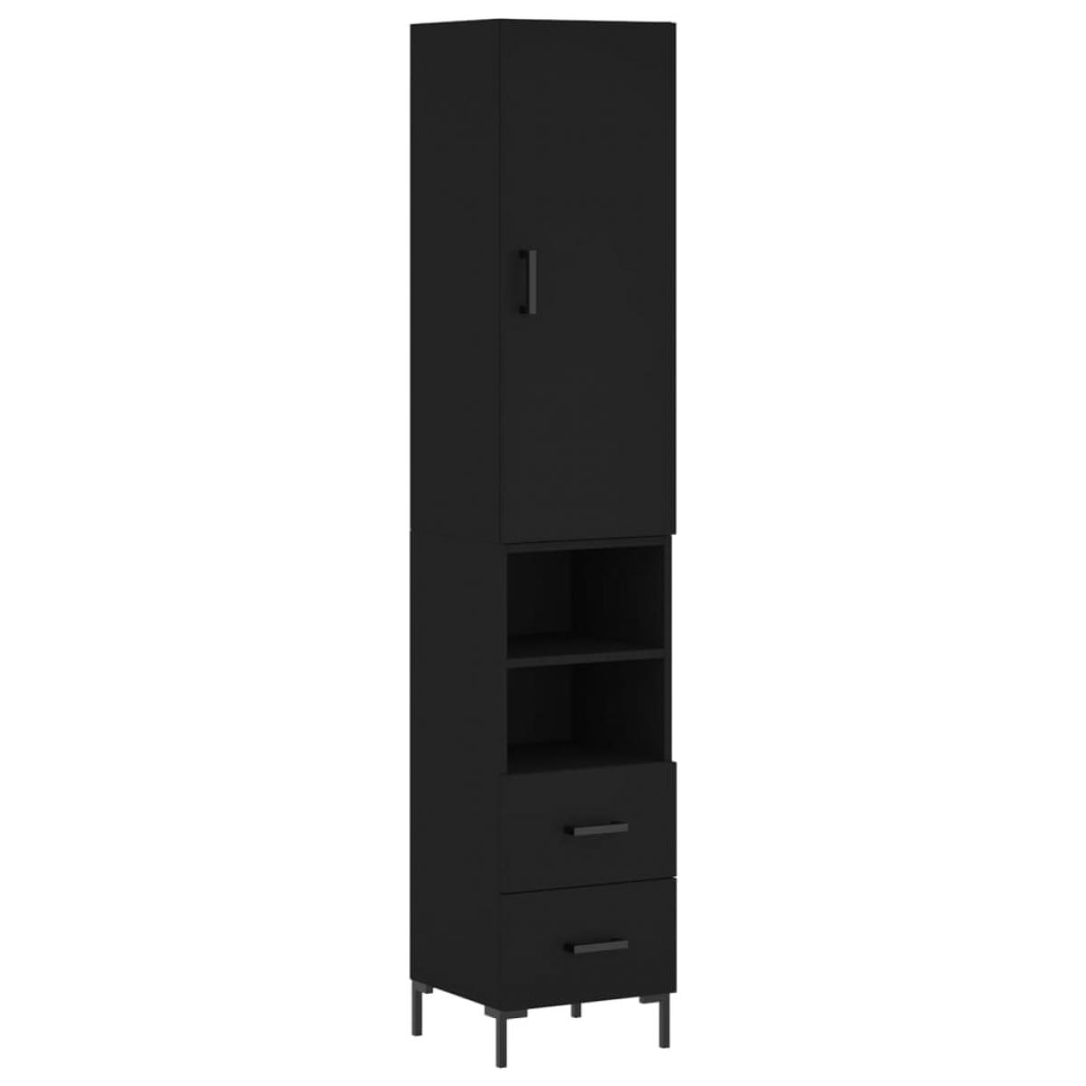 Aparador de madera contrachapada negro 34,5x34x180 cm