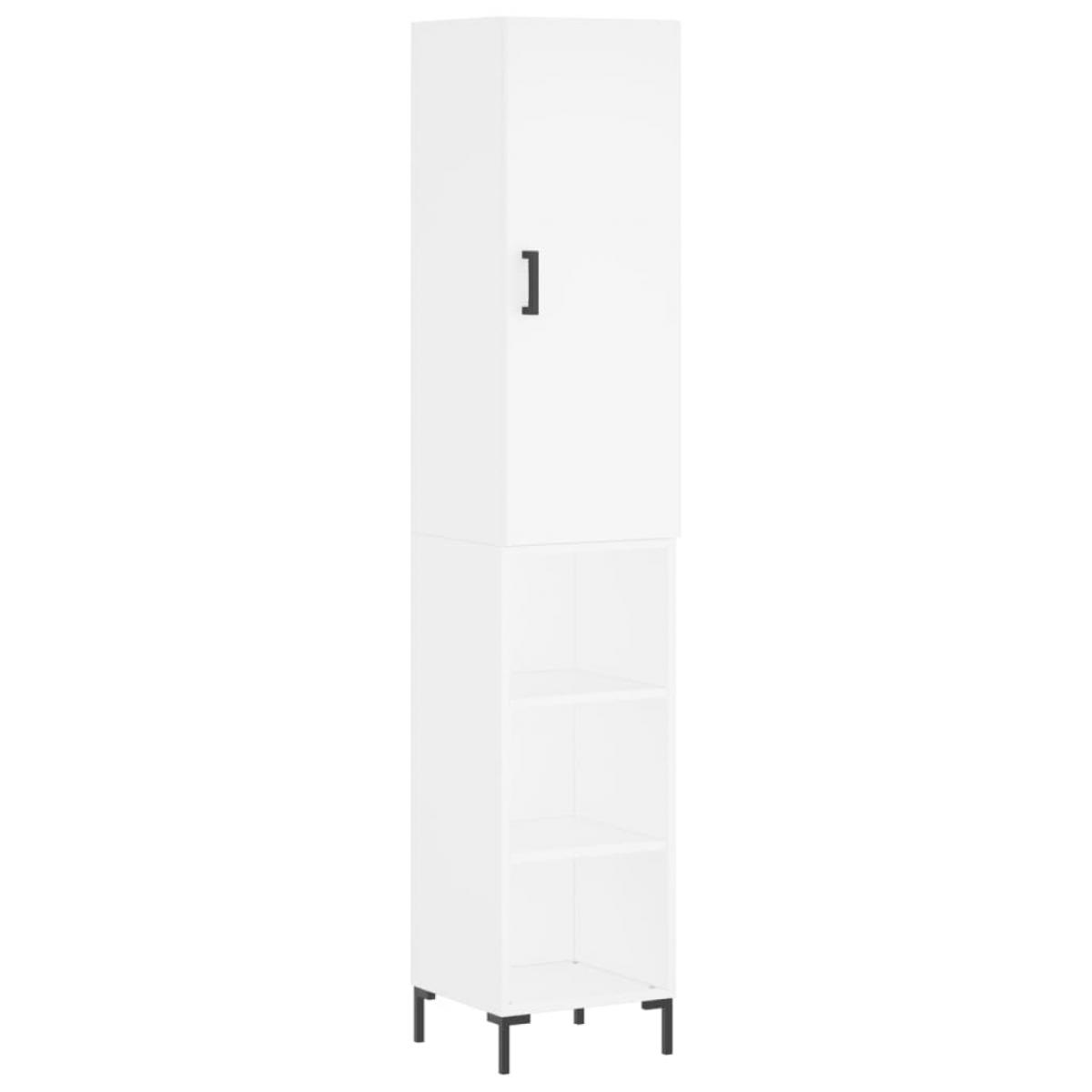 Aparador alto madera contrachapada blanco 34,5x34x180 cm