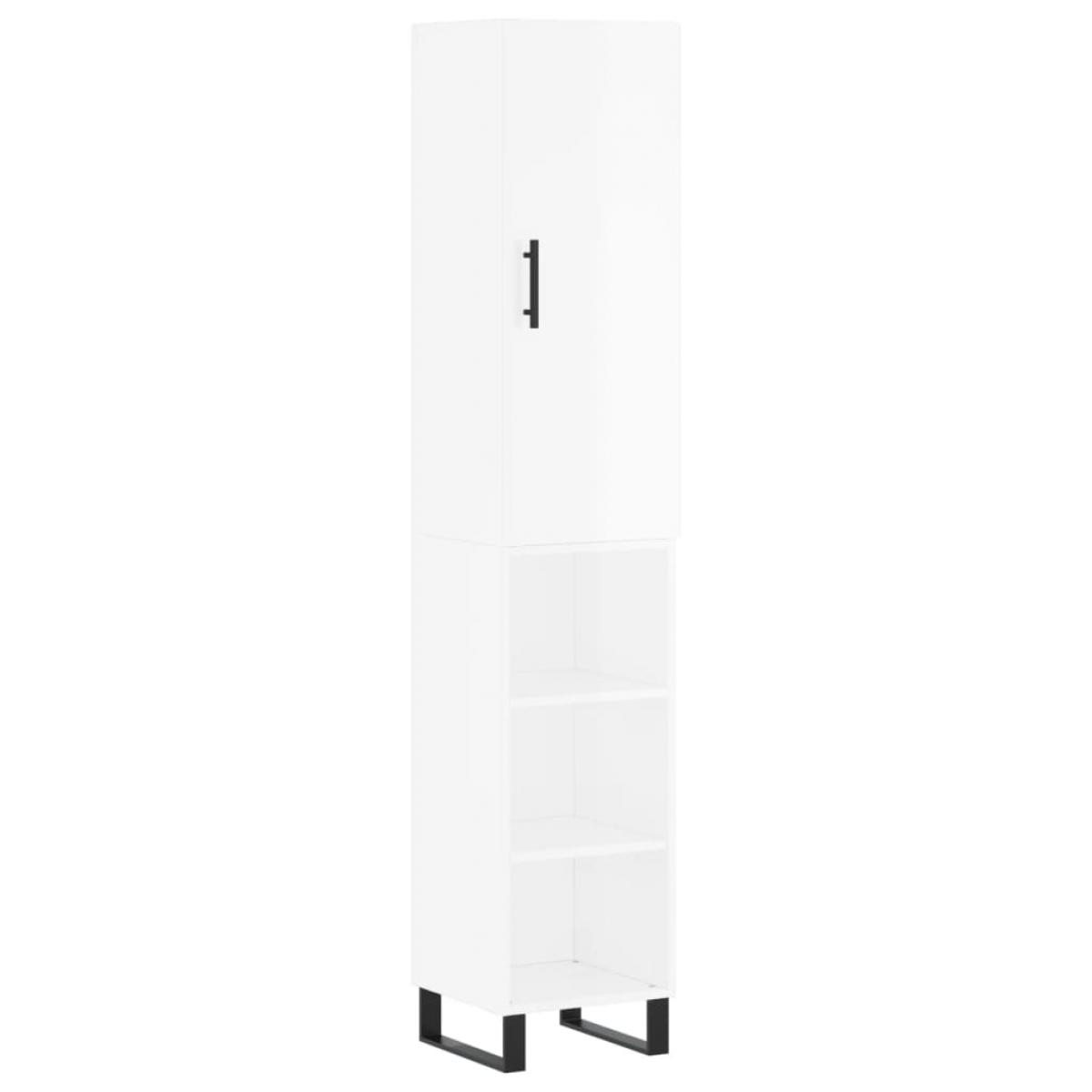 Aparador alto madera contrachapada blanco brillo 34,5x34x180 cm