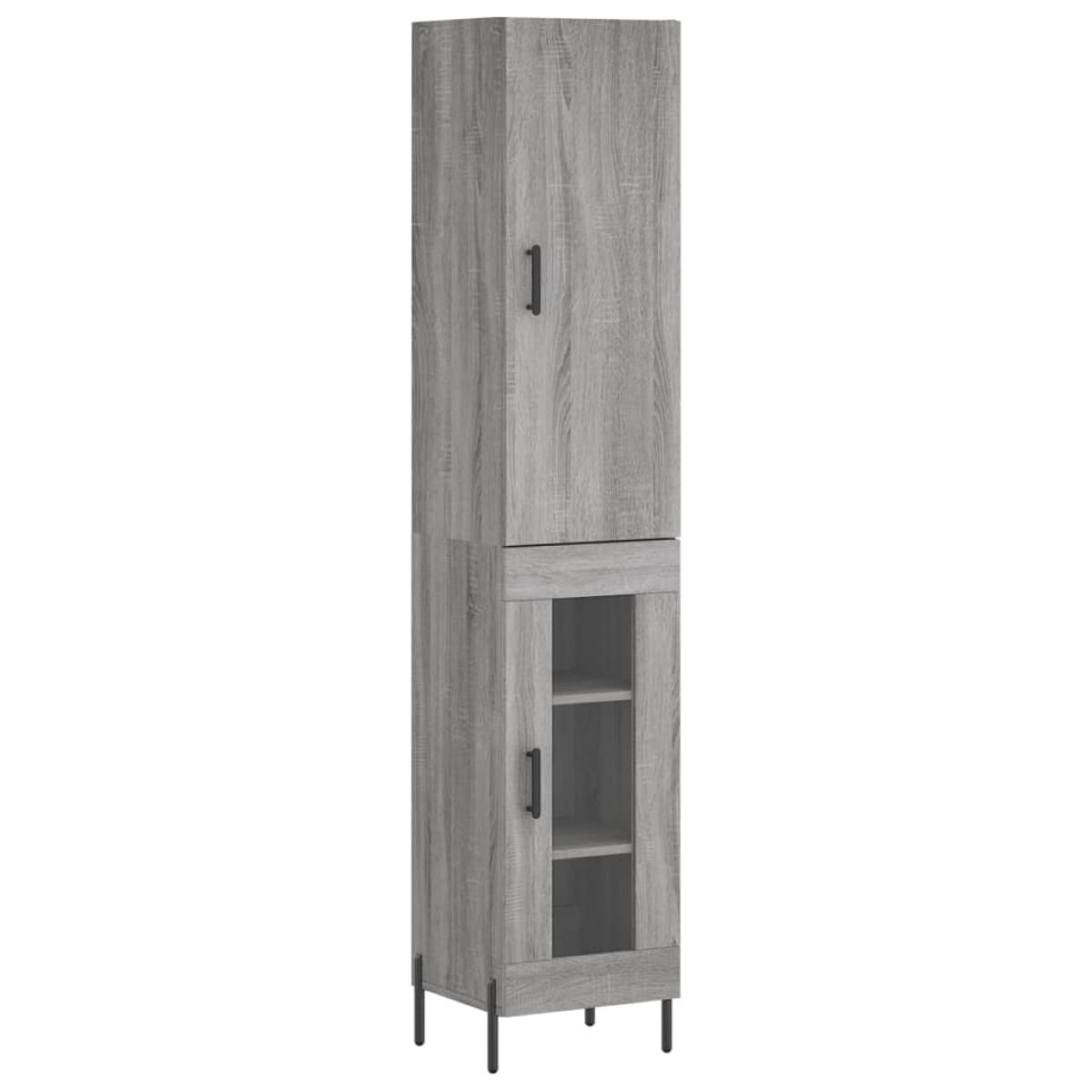 Aparador alto madera contrachapada gris Sonoma 34,5x34x180 cm