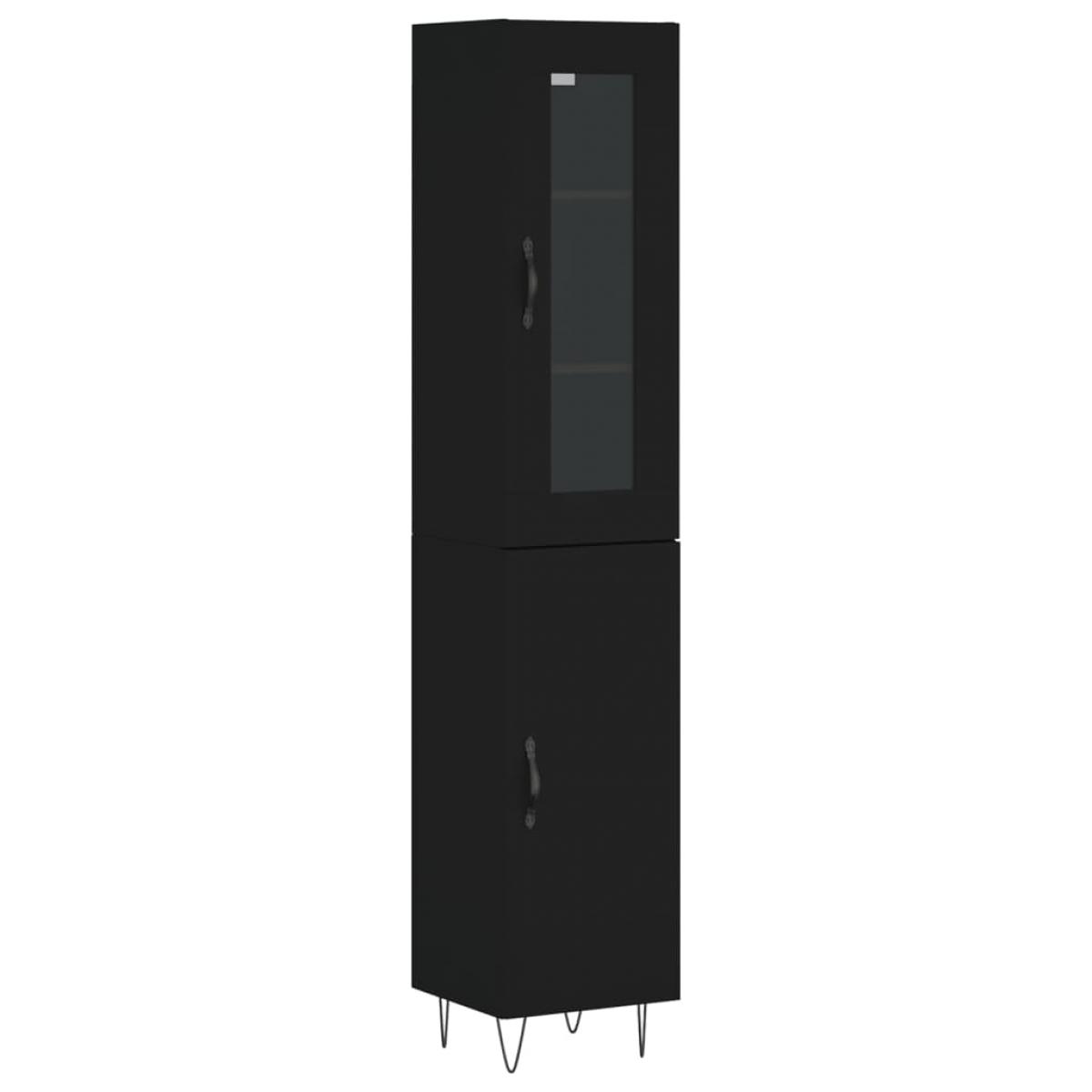 Aparador de madera contrachapada negro 34,5x34x180 cm