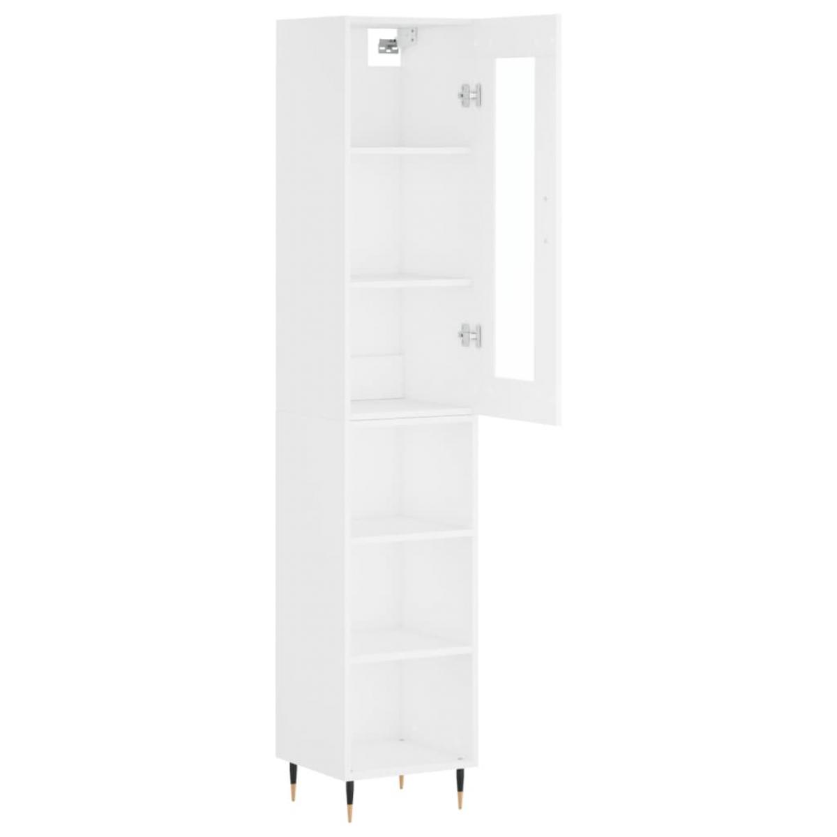 Aparador alto madera contrachapada blanco 34,5x34x180 cm