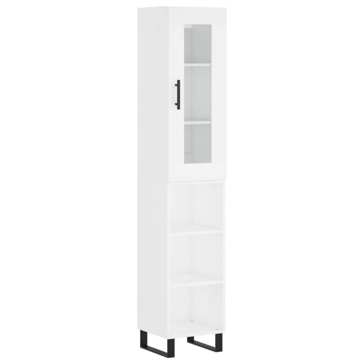 Aparador alto madera contrachapada blanco 34,5x34x180 cm