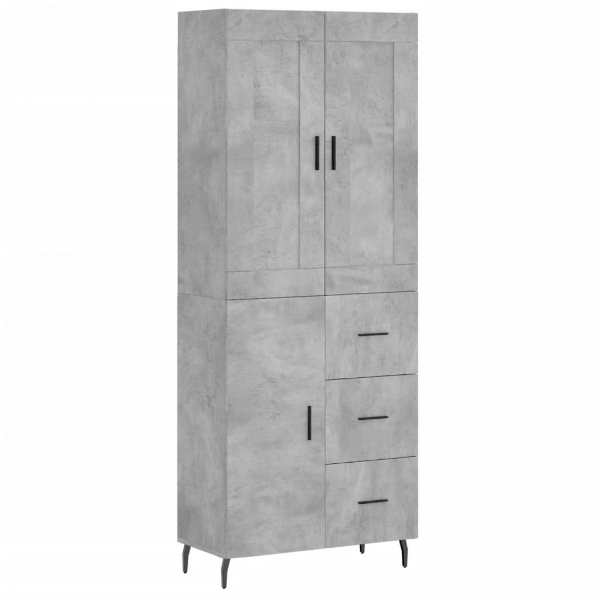 Aparador alto madera contrachapada gris hormigón 69,5x34x180 cm