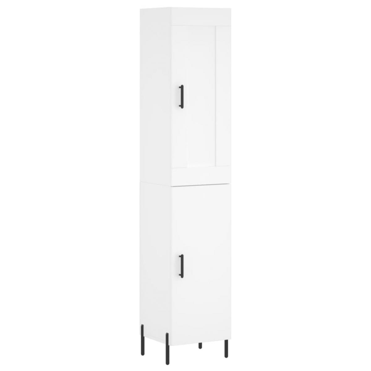 Aparador alto madera contrachapada blanco 34,5x34x180 cm