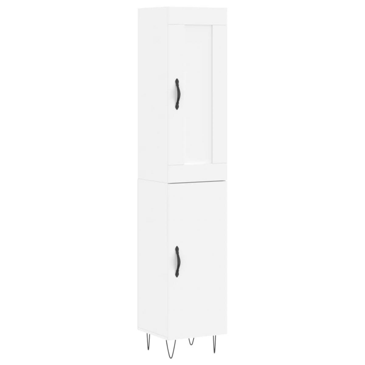 Aparador alto madera contrachapada blanco 34,5x34x180 cm