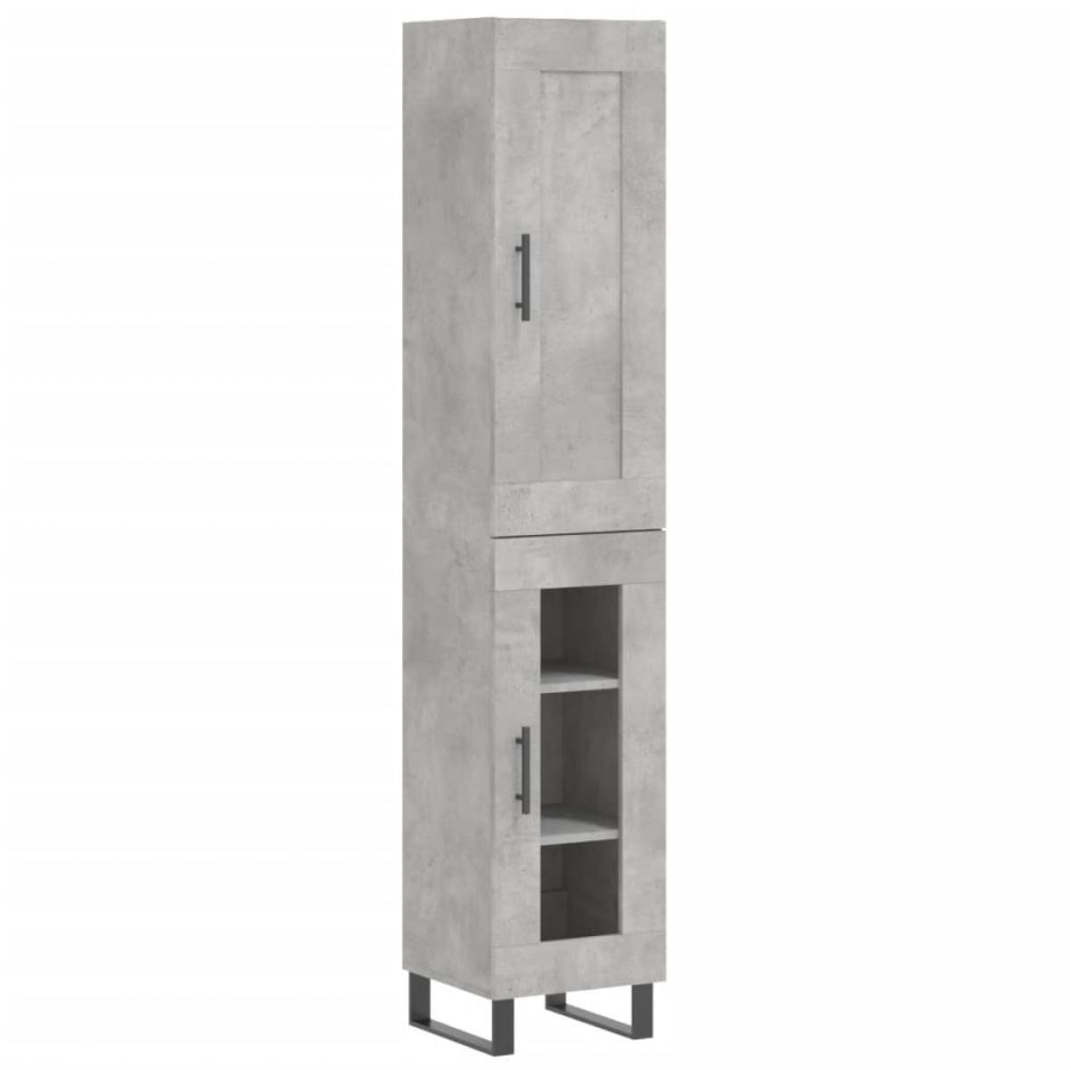Aparador de madera contrachapada gris hormigón 34,5x34x180 cm