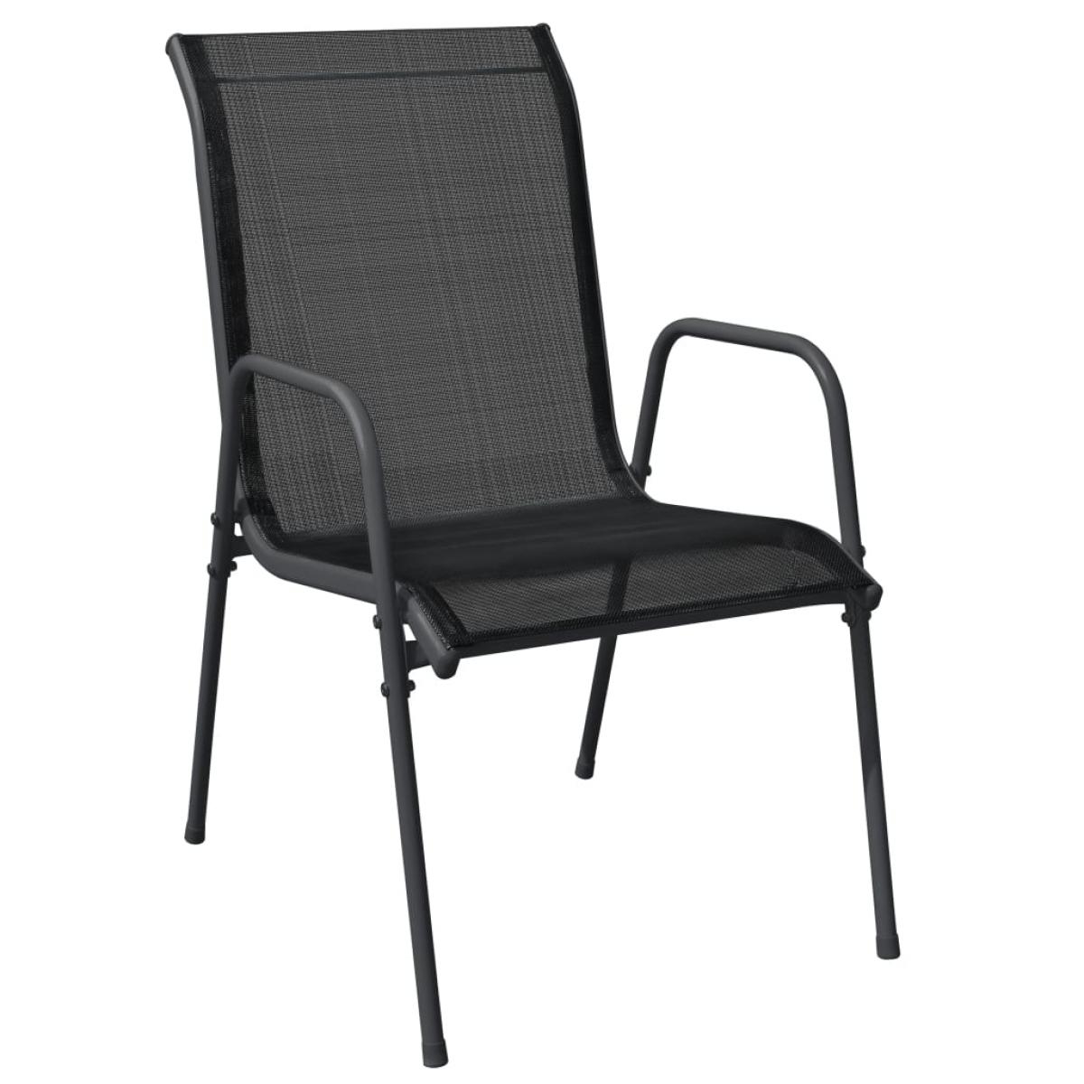 Juego de comedor para jardín 5 piezas acero y textilene negro