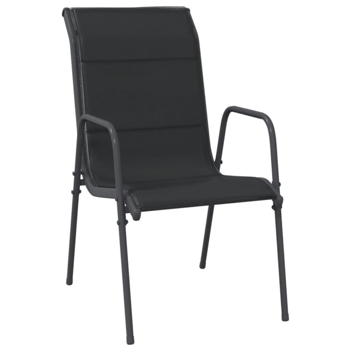 Juego de comedor para jardín 9 piezas acero y textilene negro