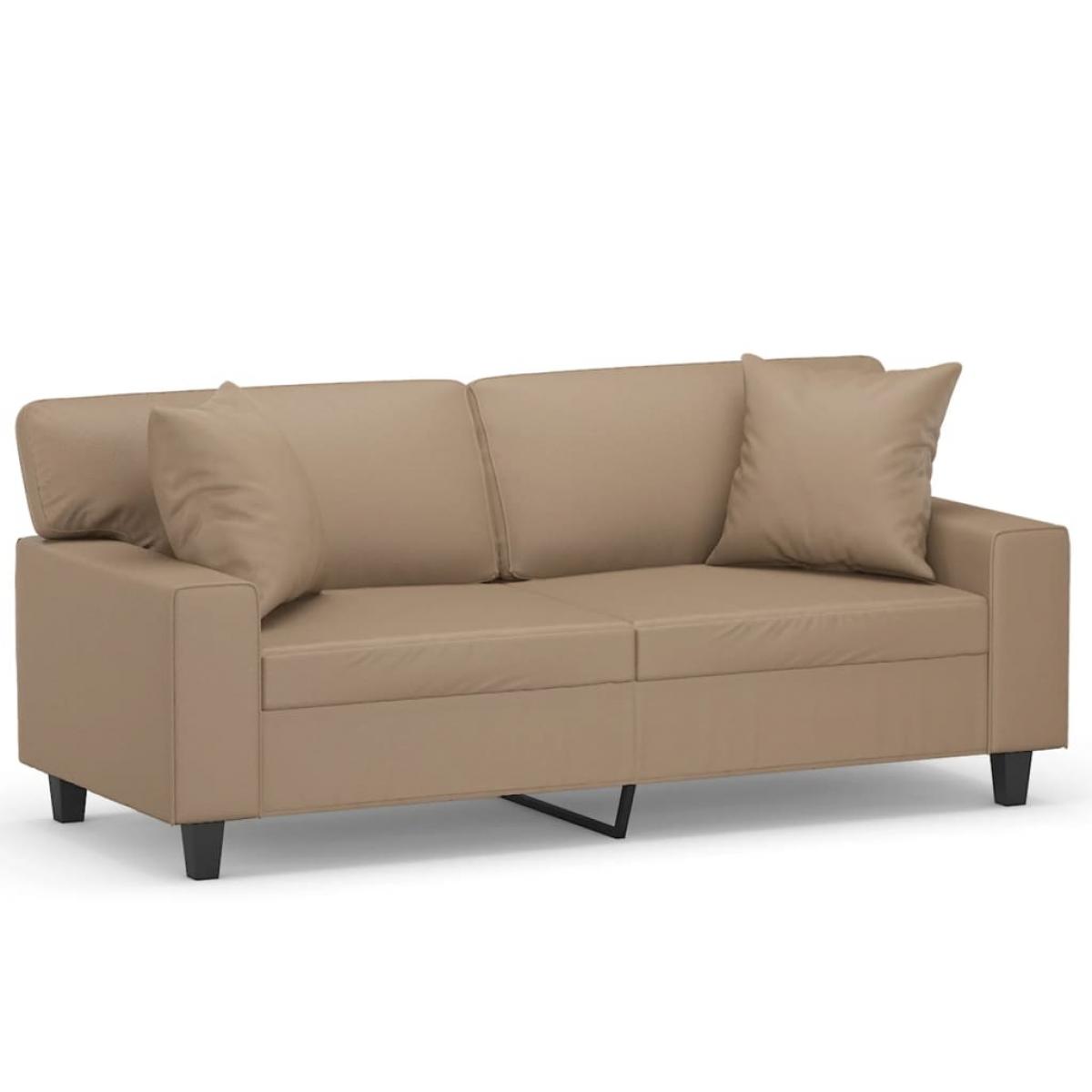 Sofá de 2 plazas con cojines cuero sintético capuchino 140 cm