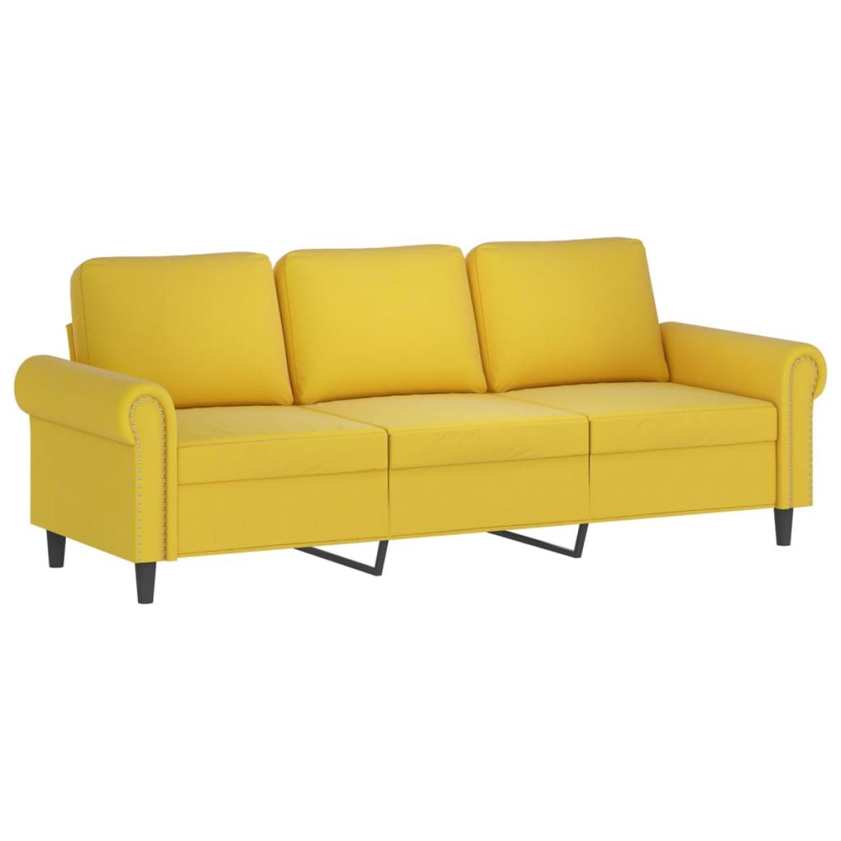 Sofá de 3 plazas con cojines terciopelo amarillo 180 cm